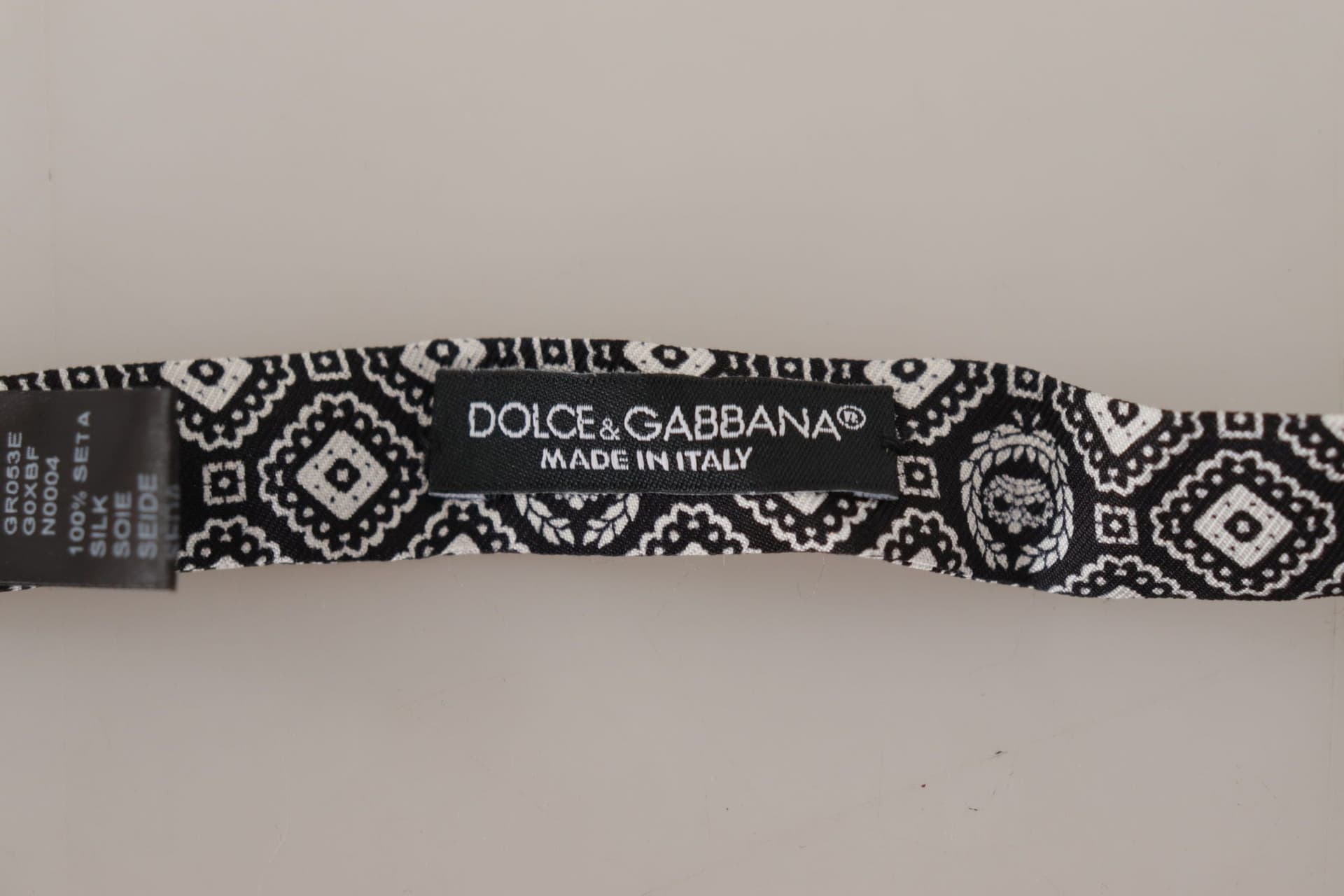 Black white 100% Silk Adjustable Neck Papillon Tie - 4