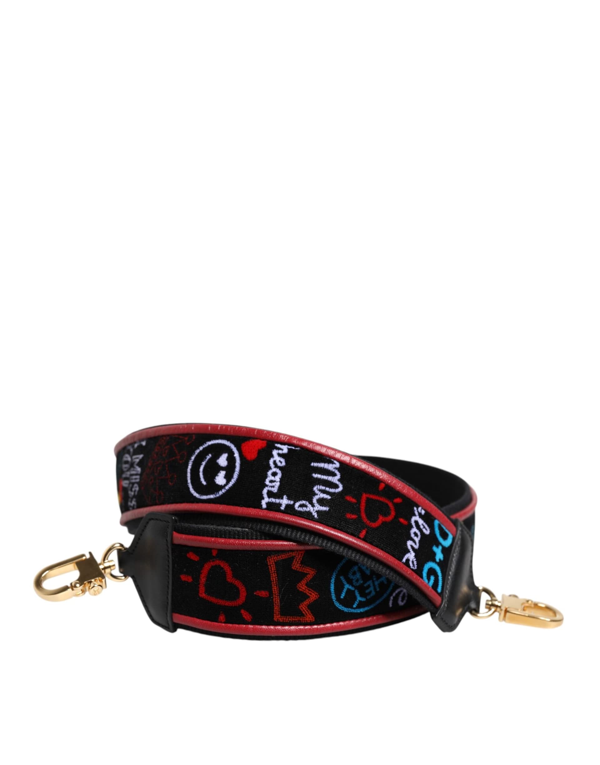 Black Cotton Printed Women Bag Accessory Shoulder Strap - 2