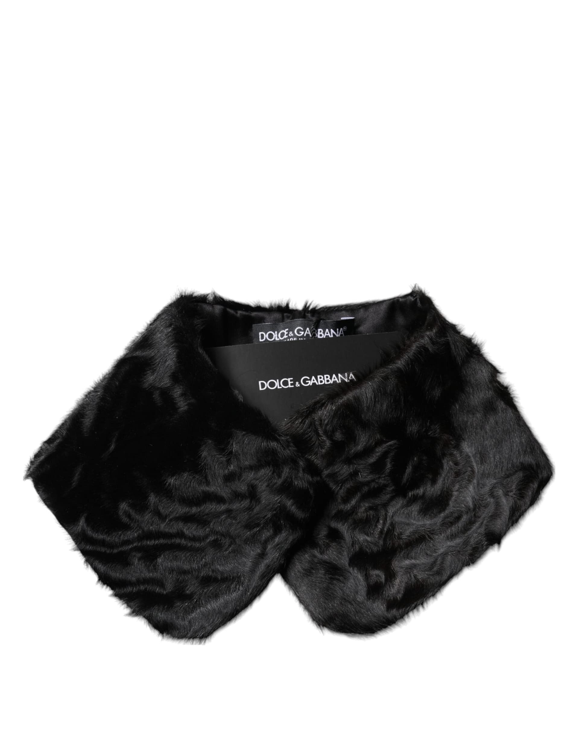 Black Lamb Fur Collar Women Neck Wrap Scarf - 3