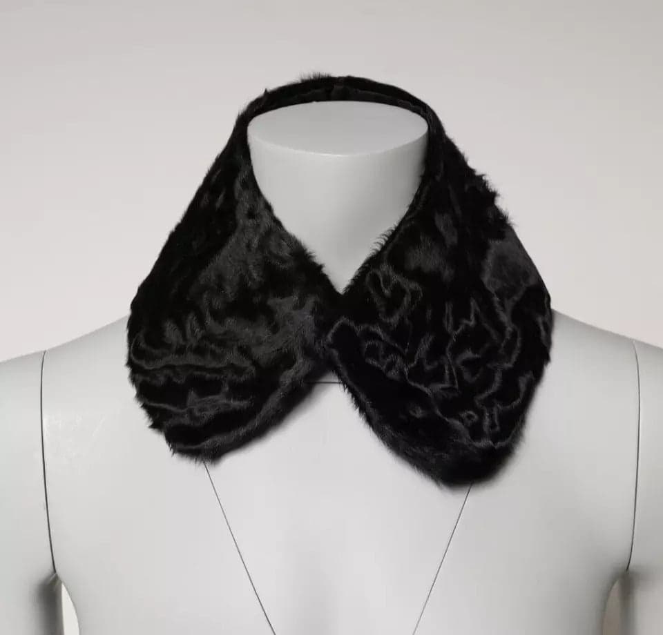 Black Lamb Fur Collar Women Neck Wrap Scarf - 6