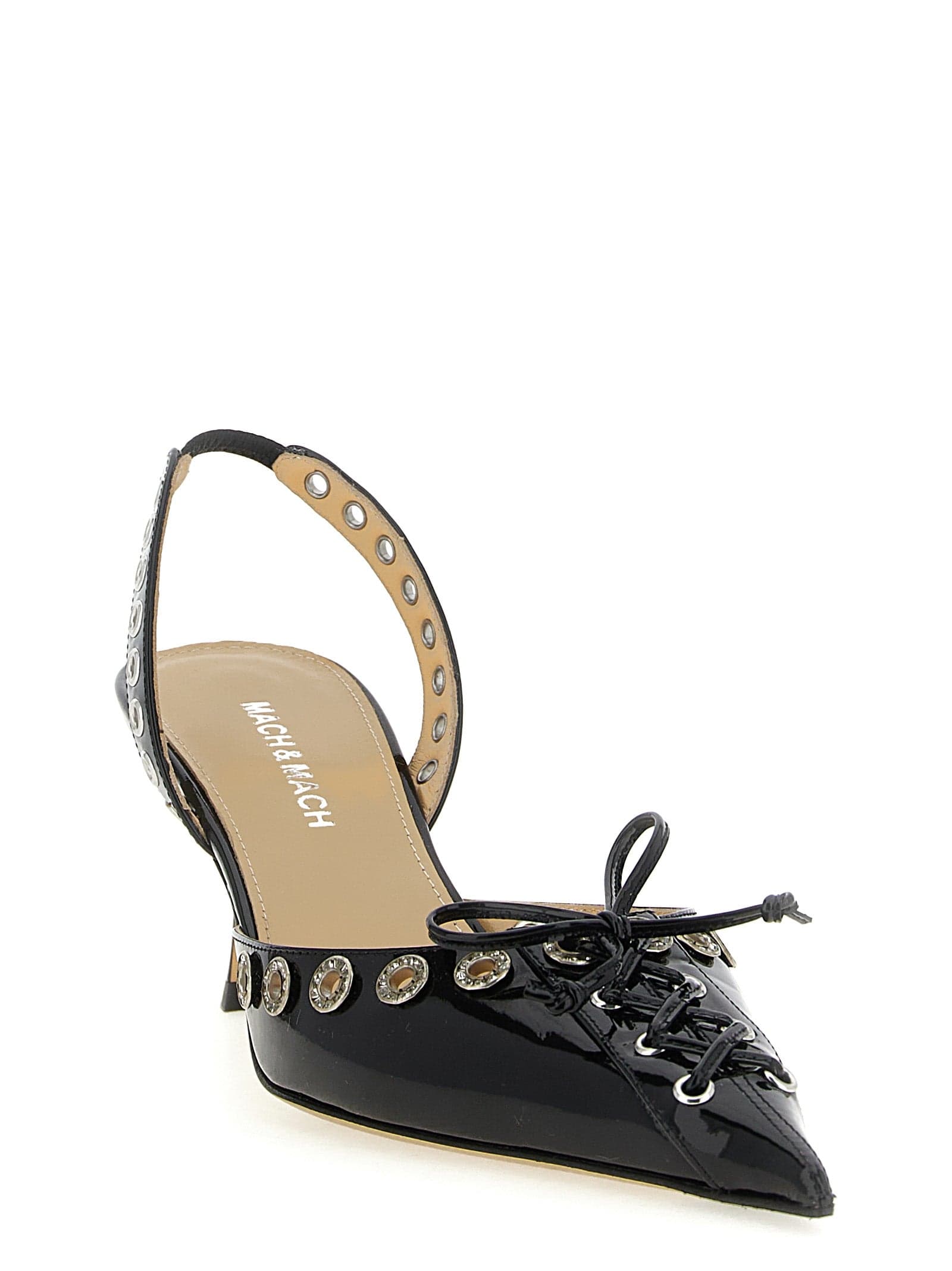 Black Calfskin Mid Heel Pumps - 2