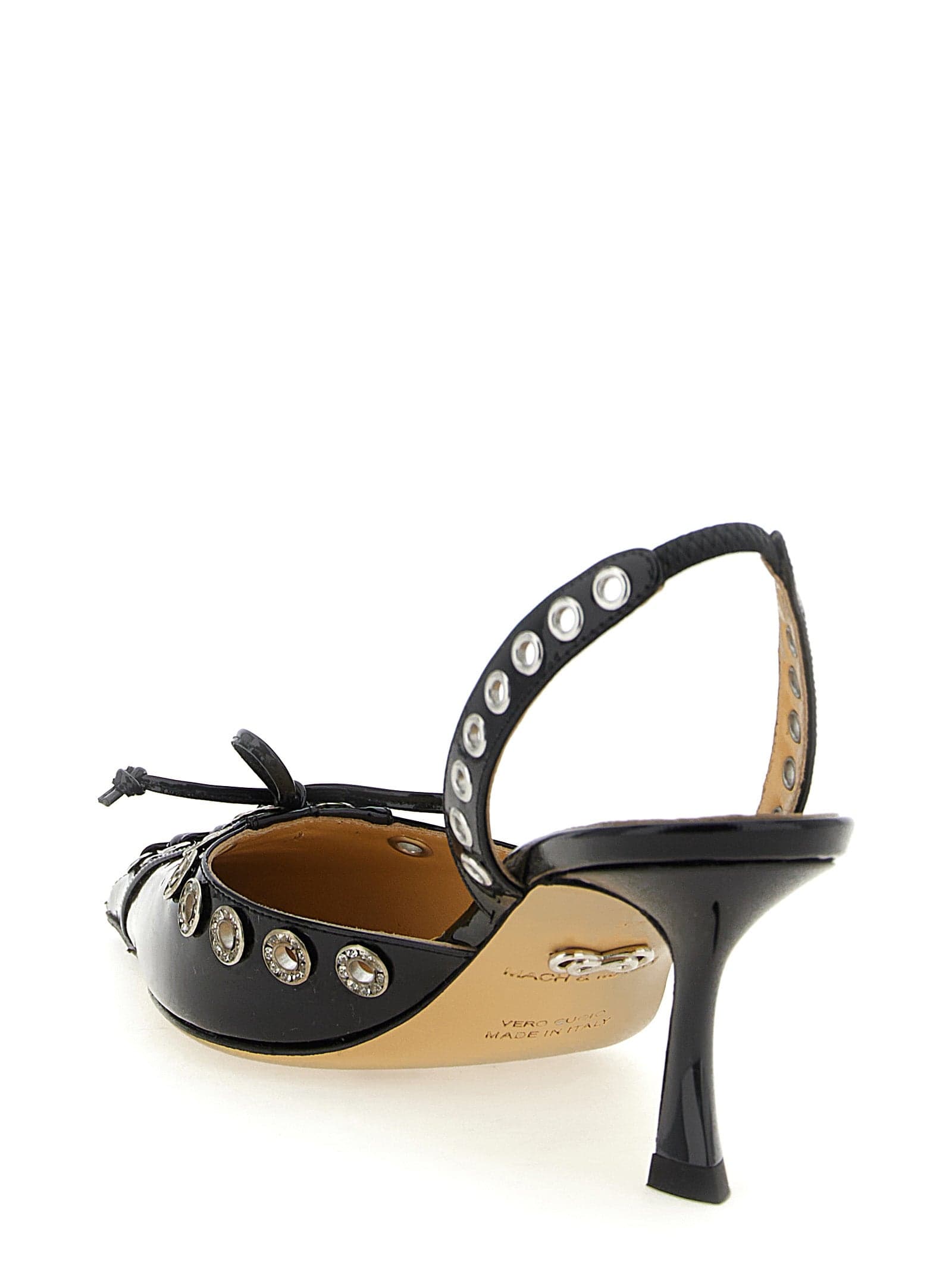 Black Calfskin Mid Heel Pumps - 3
