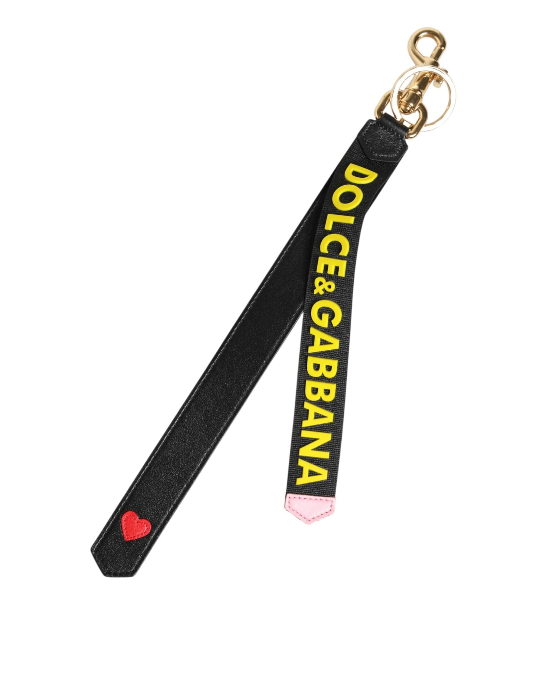 Black Yellow Logo Letaher Brass Holder Keychain Keyring - 2