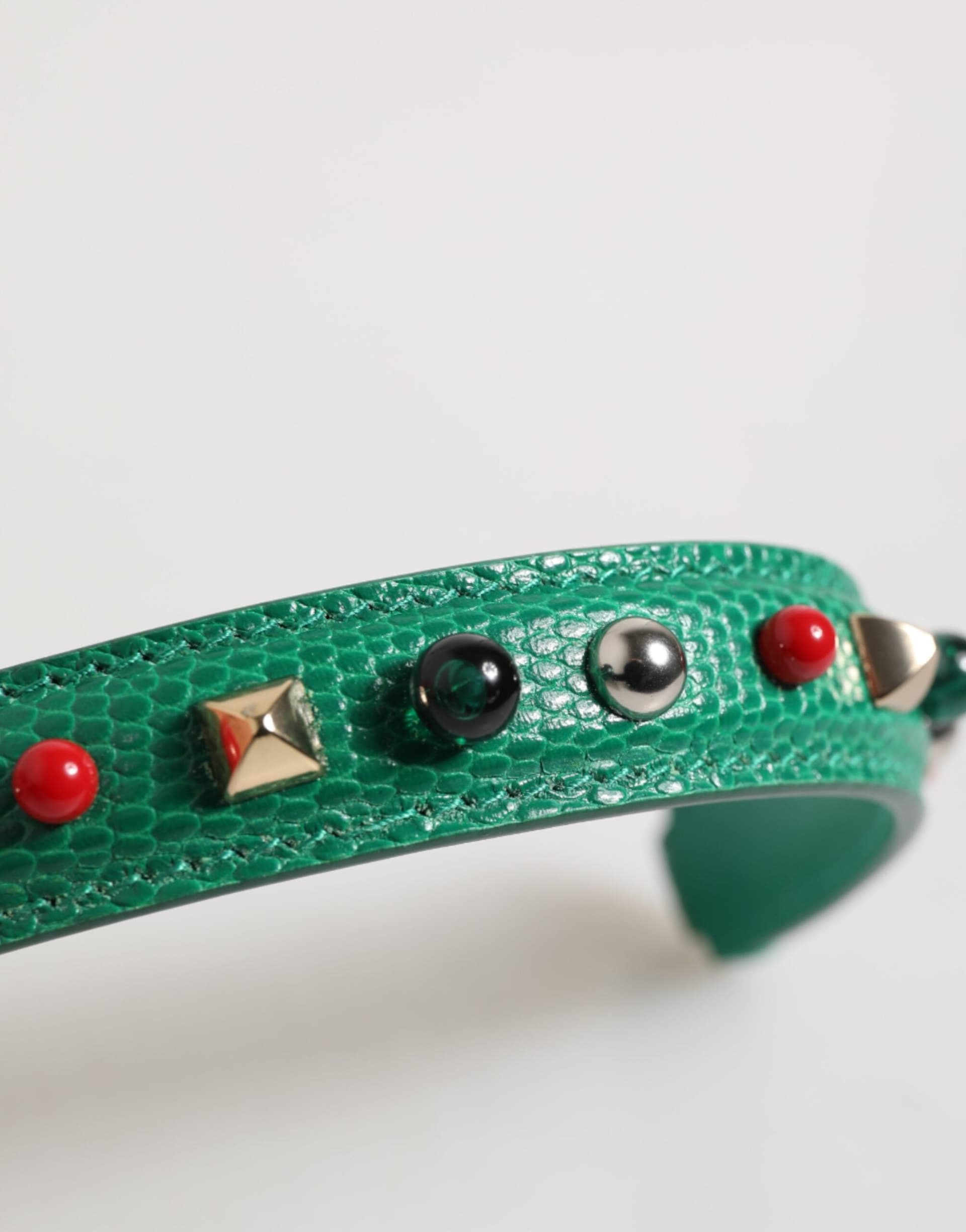 Green Embellished Leather Bag Handle Women Shoulder Strap - 6