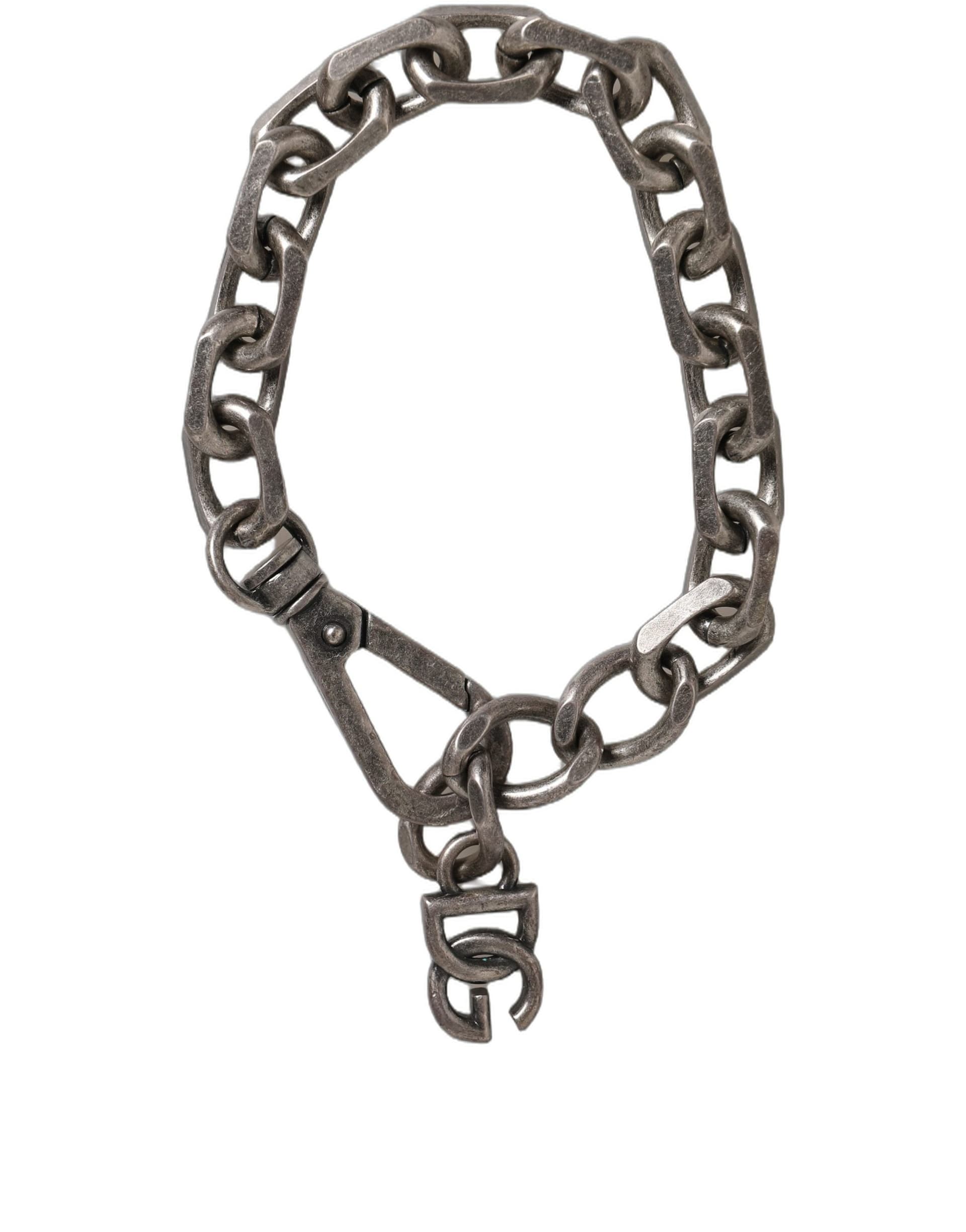 Silver Tone Heavy Chain Link Signature DG Logo Bracelet - 5