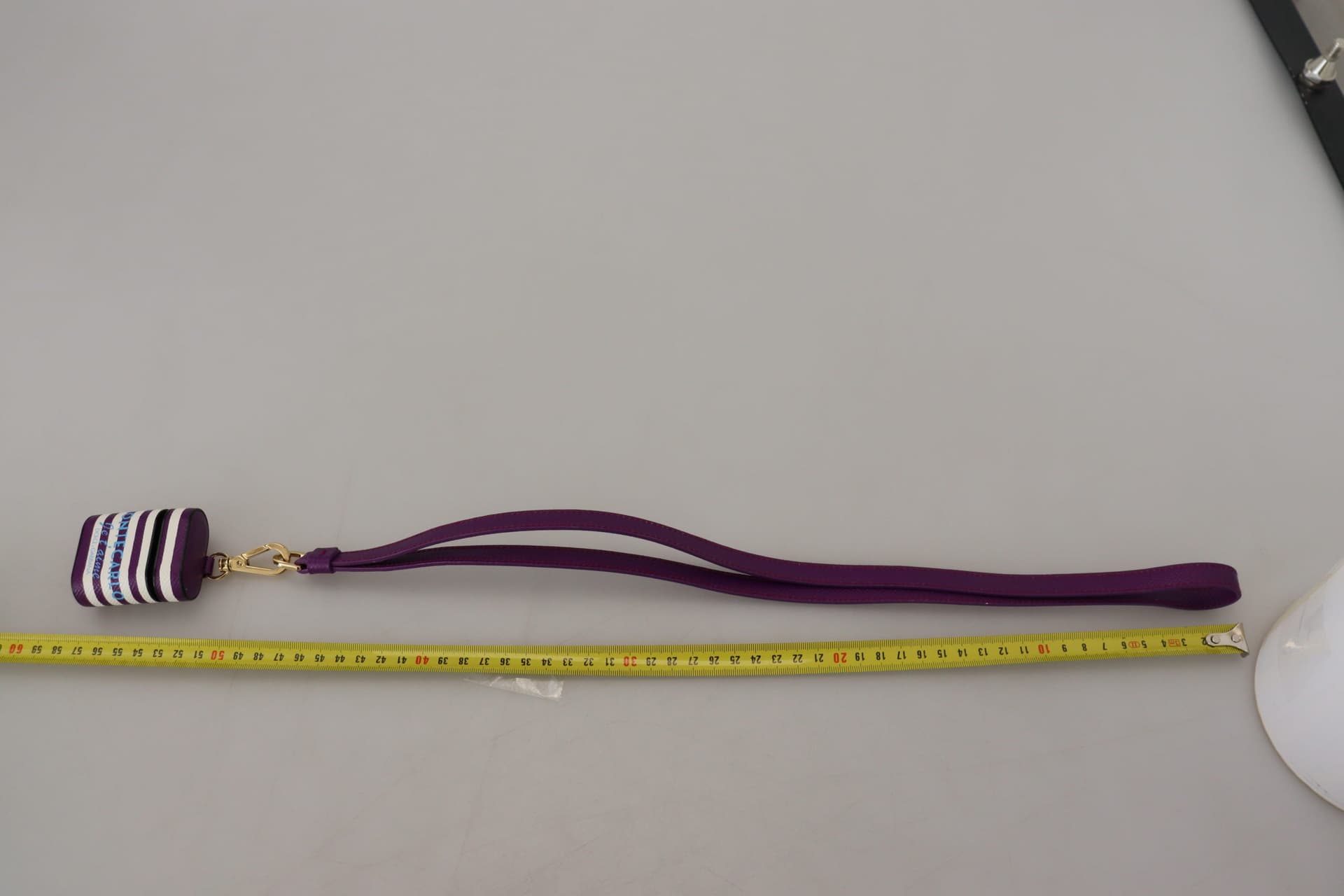 Purple Leather Strap Gold Metal Logo Airpods Case - 7