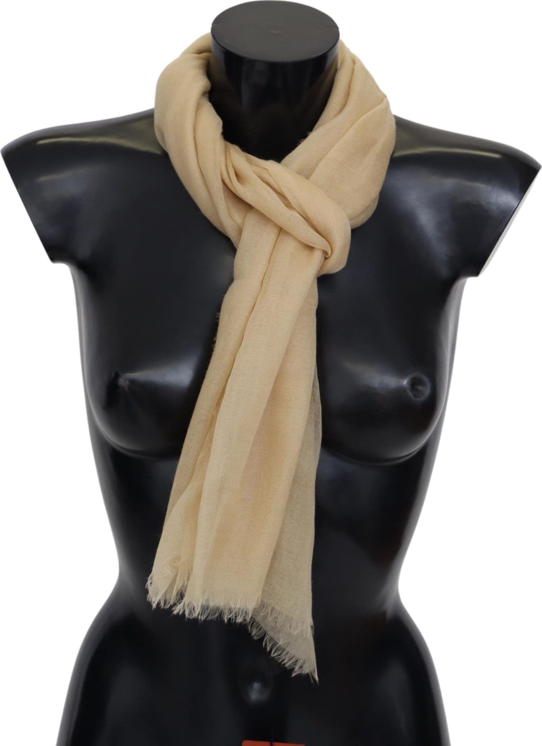 Beige Cashmere Unisex Neck Scarf - 4