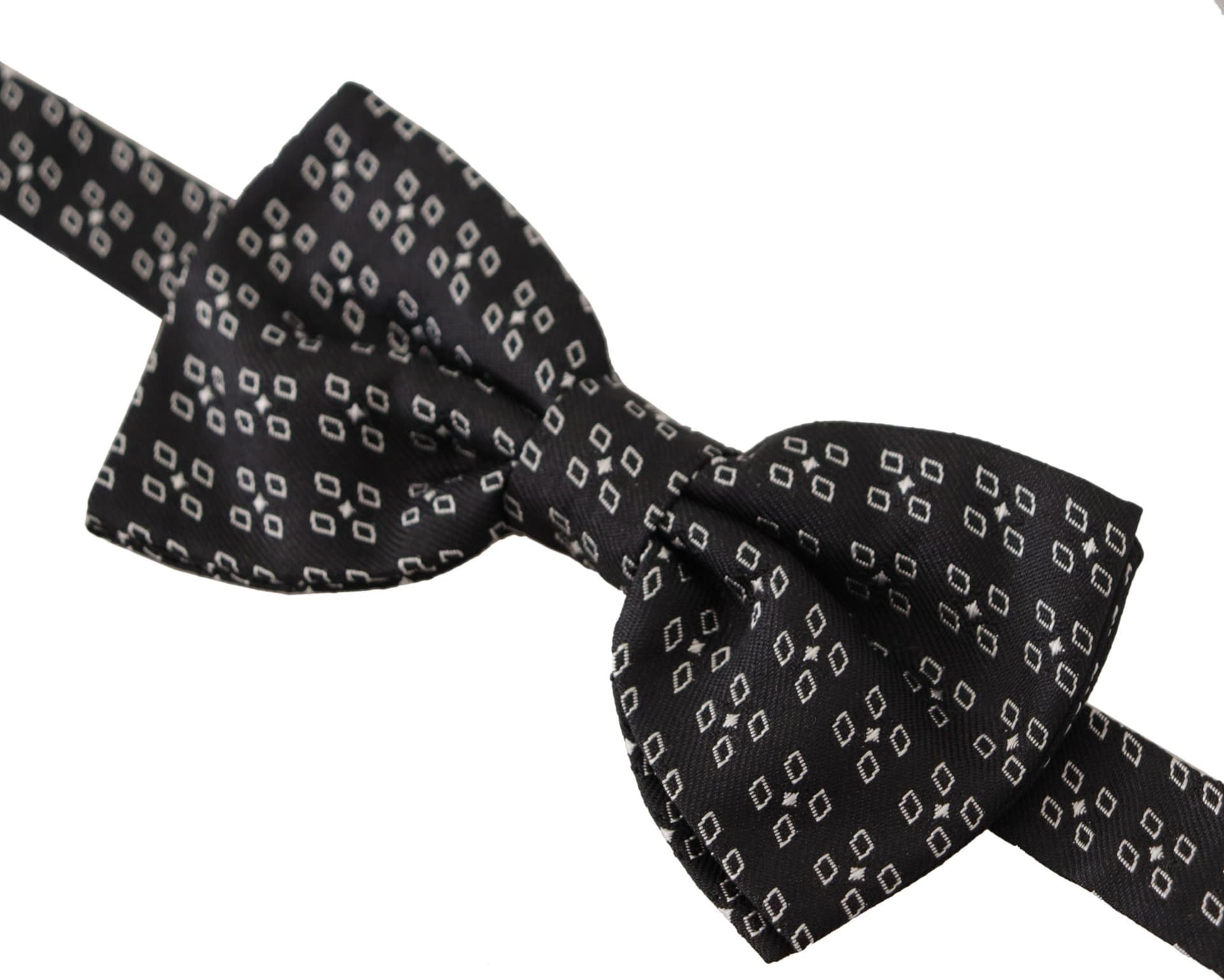Black White Polka Dot 100% Silk Neck Papillon Tie