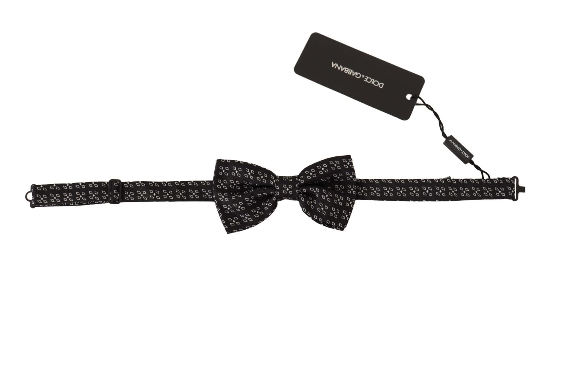 Black White Polka Dot 100% Silk Neck Papillon Tie - 4