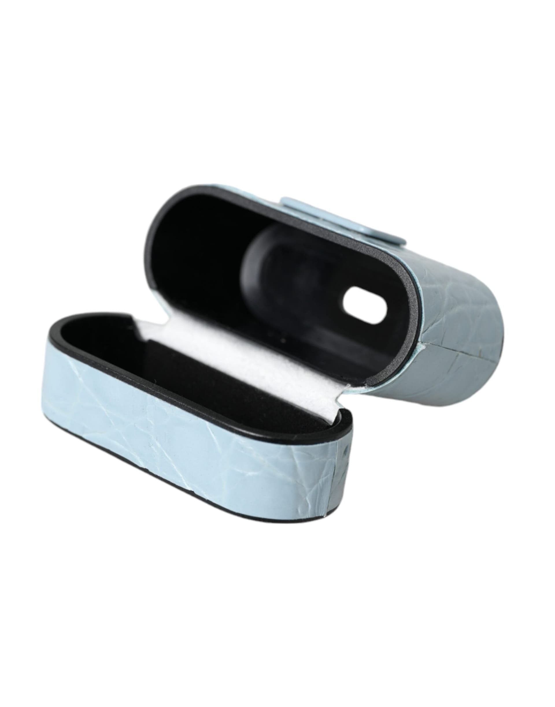 Light Blue Leather Metal Logo Plaque Airpods Case - 7