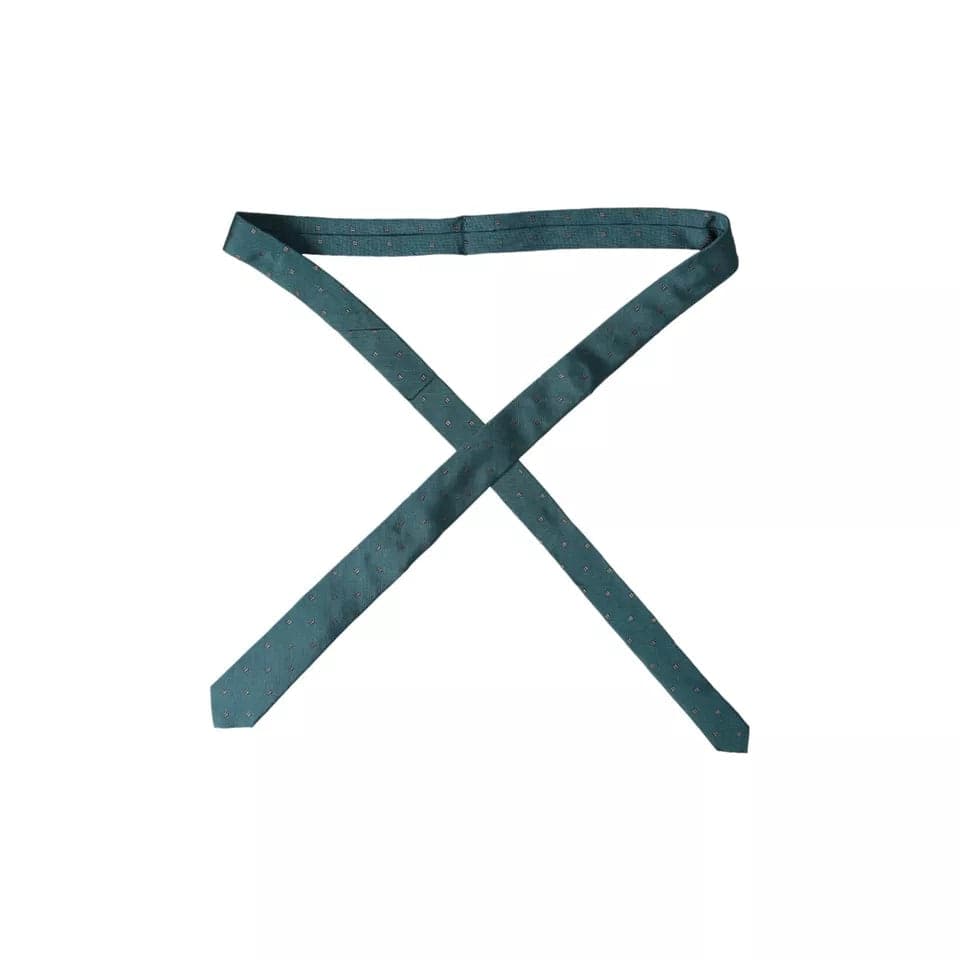 Green Patterned Silk Adjustable Men Tie - 3