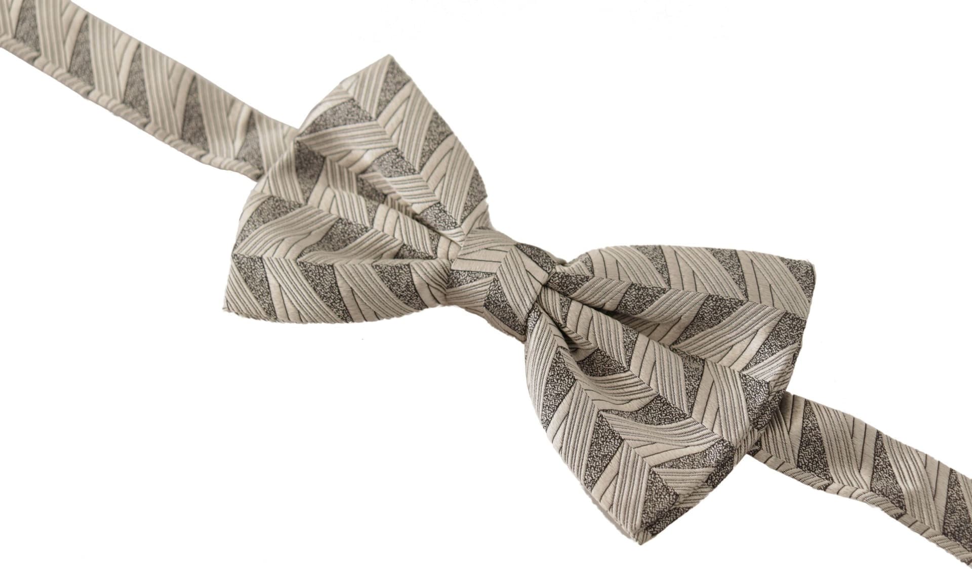 Gray 100% Silk Adjustable Neck Papillon Bow Tie - 2