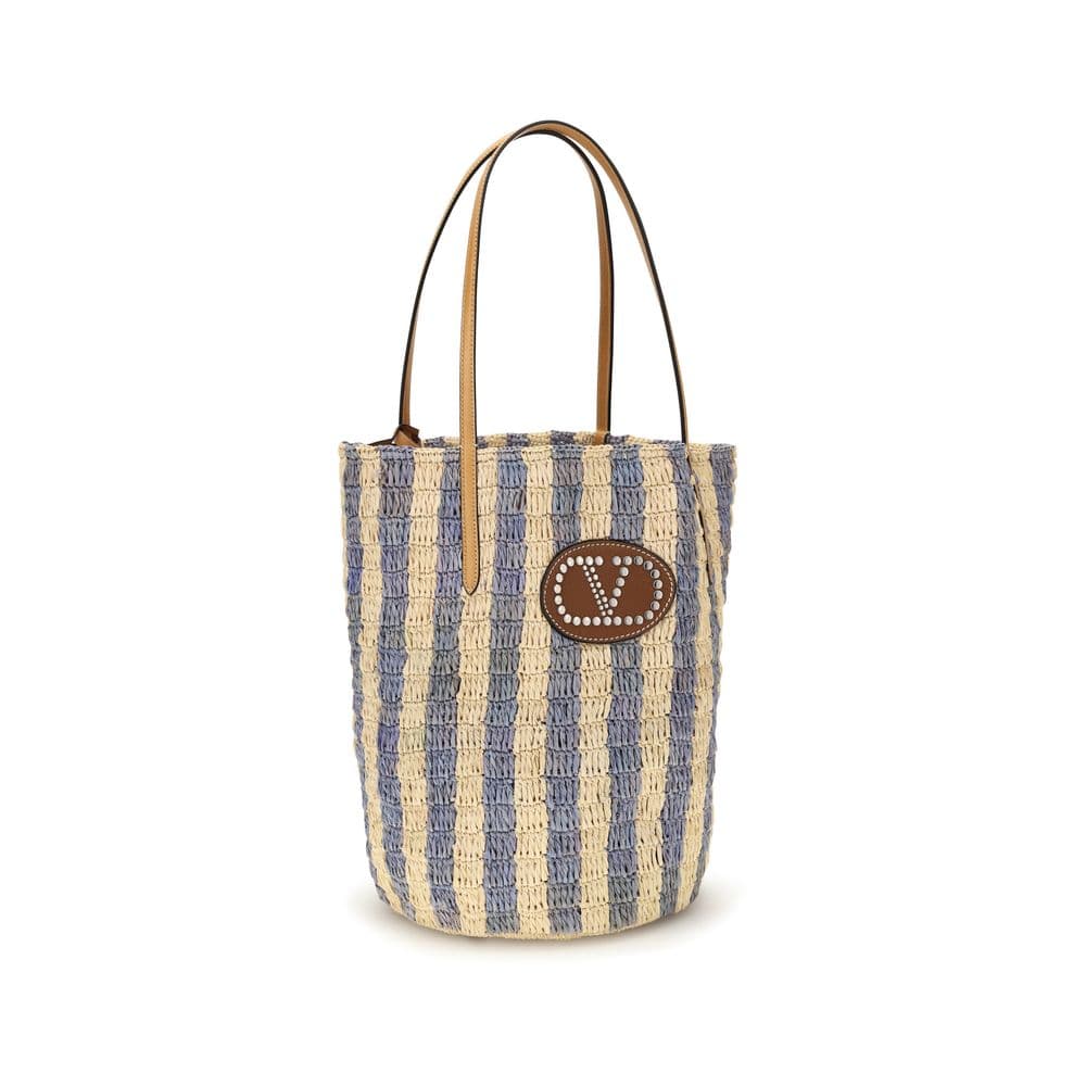 Blue Raffia Backet Bag - 2