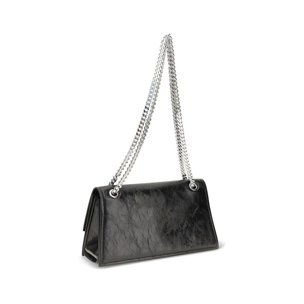 Black Suede Leather Shoulder Bag - 3