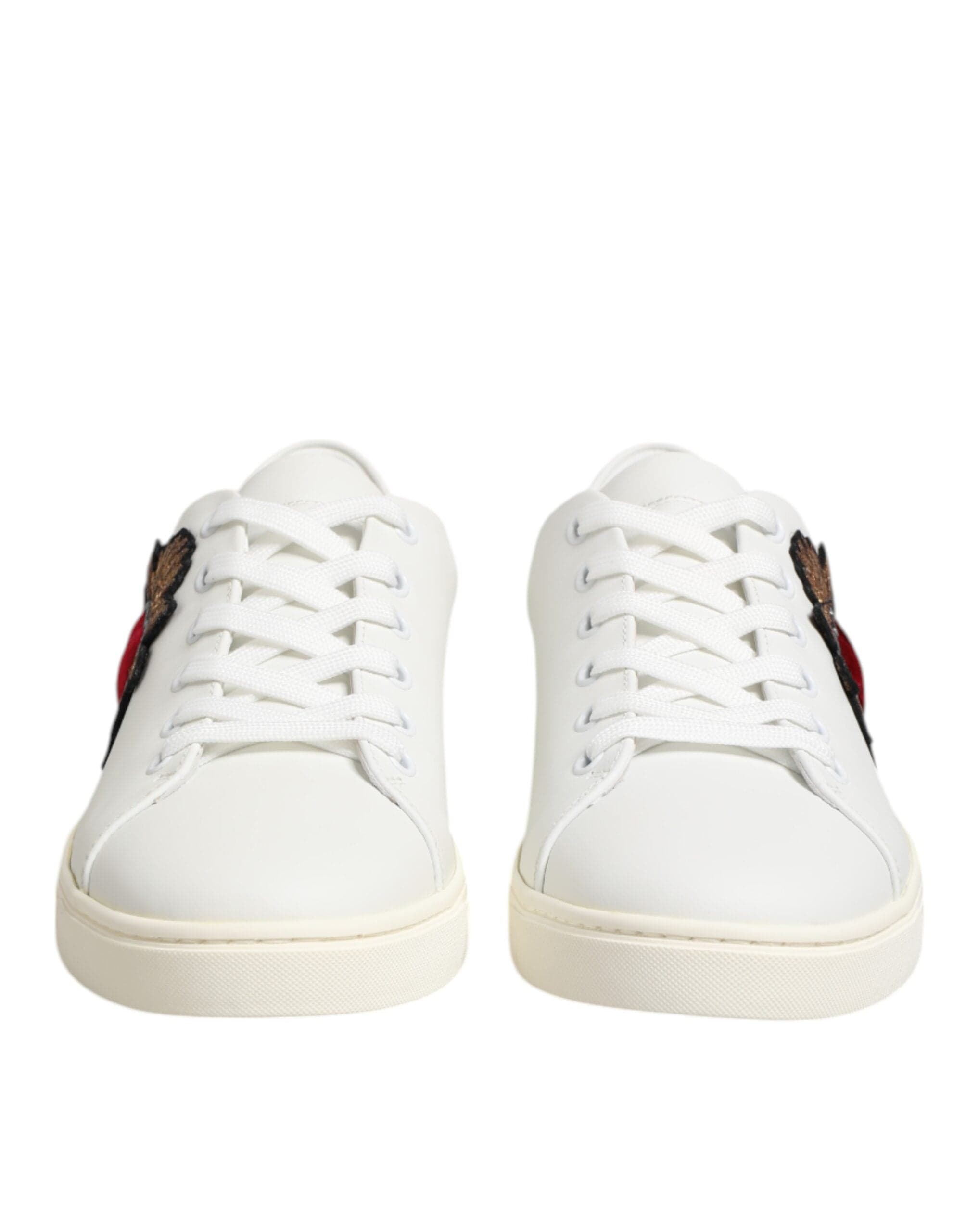 White Leather Sacred Heart Patch Sneakers Shoes