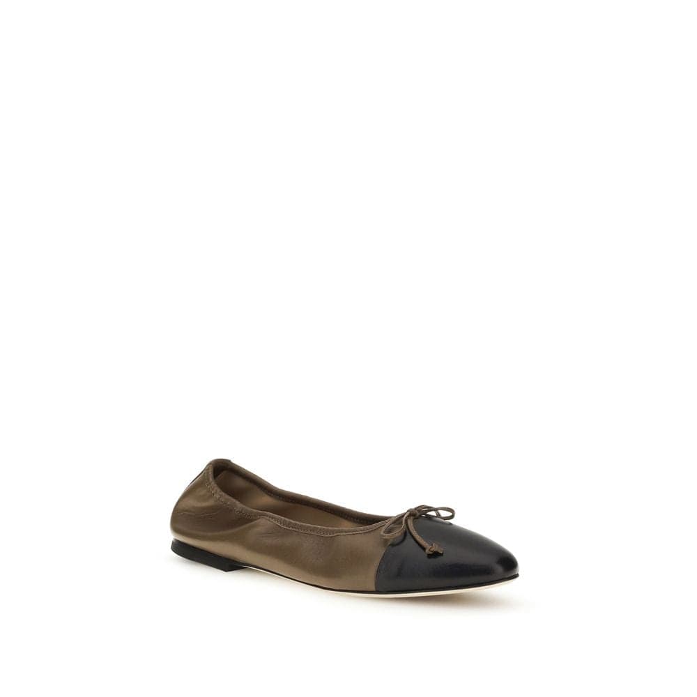 Brown Calf Leather Bos Taurus Ballet Flats - 2