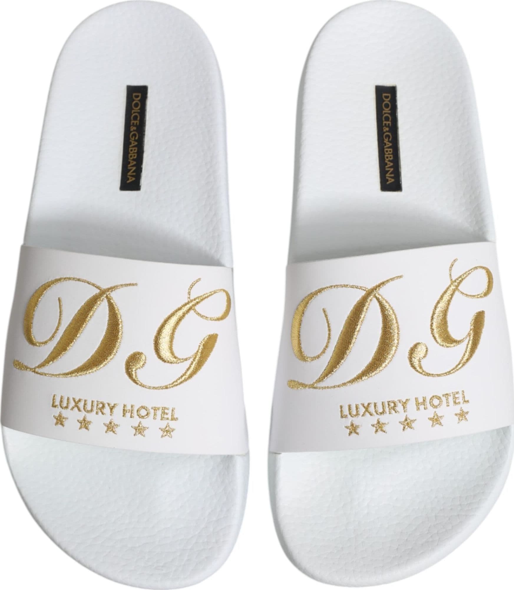 White Leather Slides Sandals Beachwear Shoes - 2