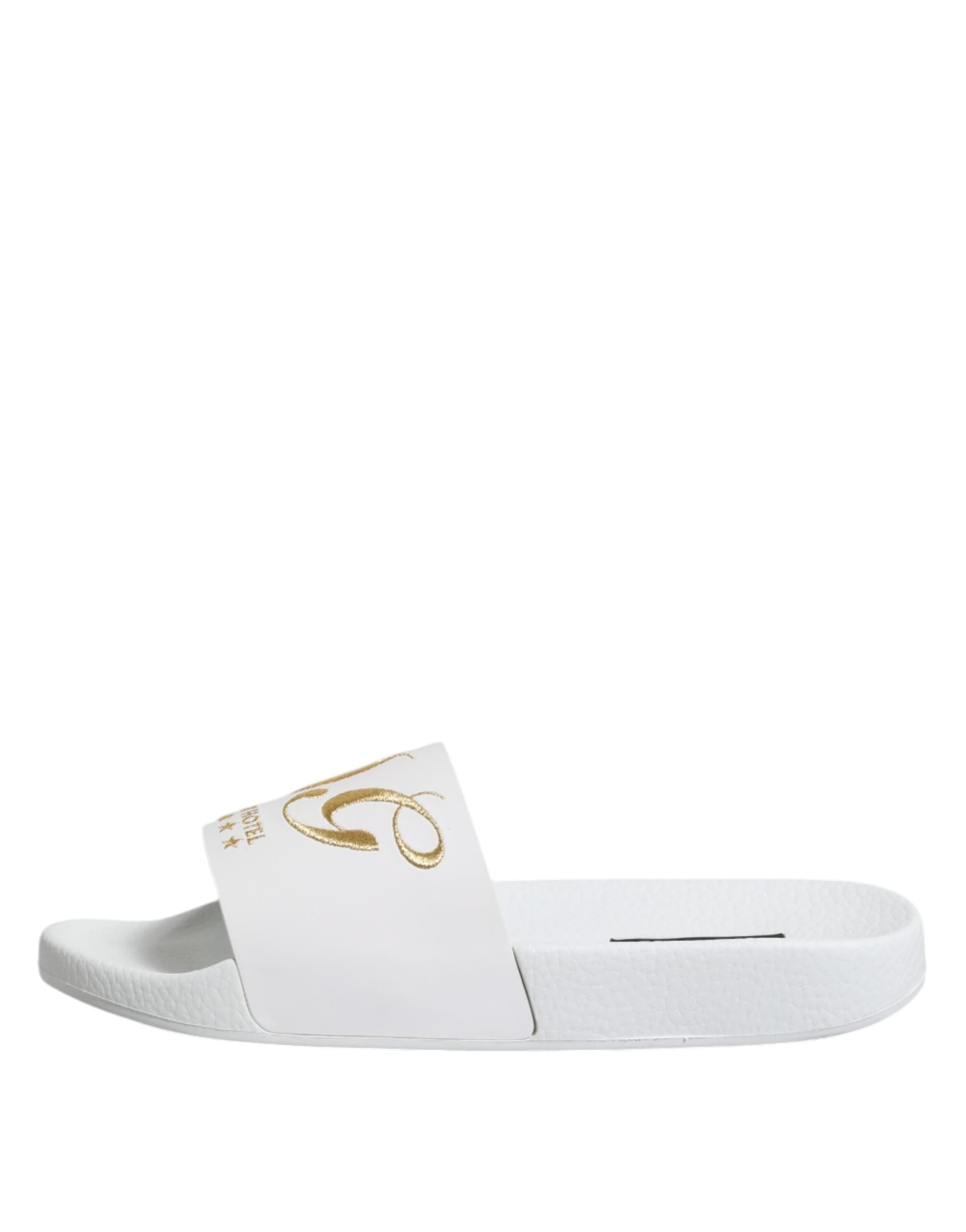 White Leather Slides Sandals Beachwear Shoes - 5