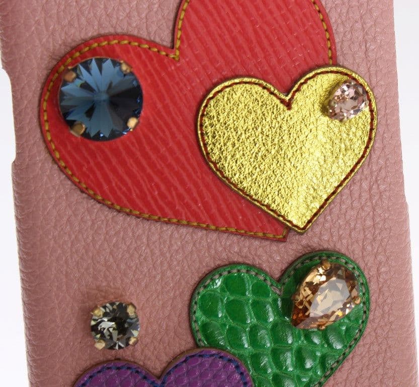 Pink Leather Heart Crystal Phone Case - 6