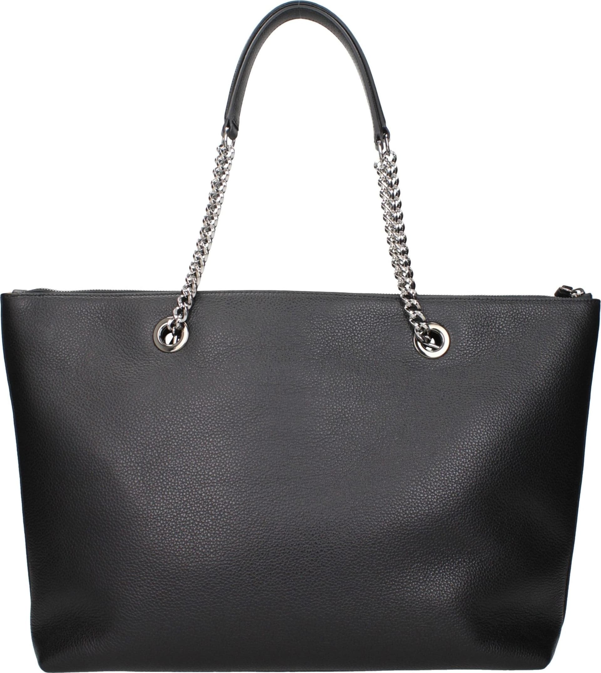 Black Leather Shoulder Bag - 3