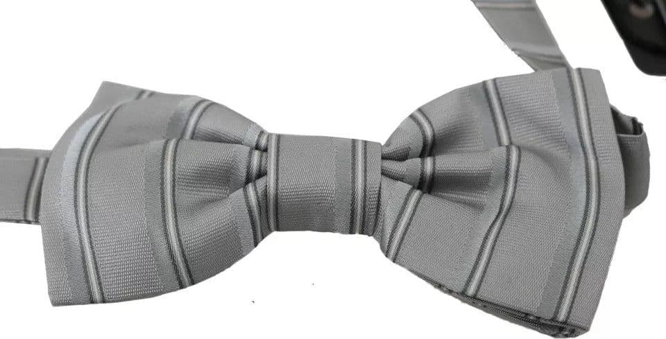 Light Gray Lining Adjustable Neck Butterfly Bow Tie - 3