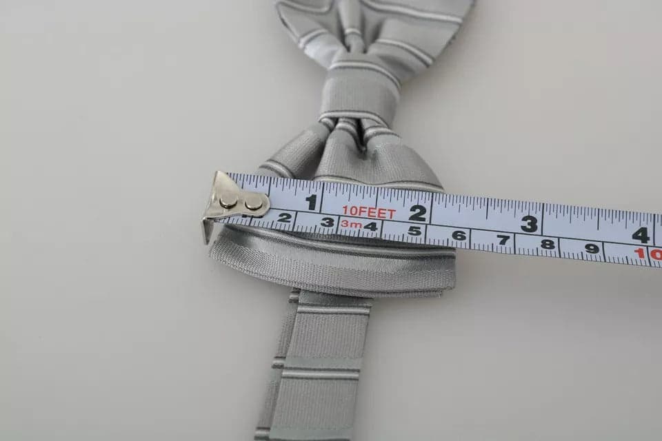 Light Gray Lining Adjustable Neck Butterfly Bow Tie - 5