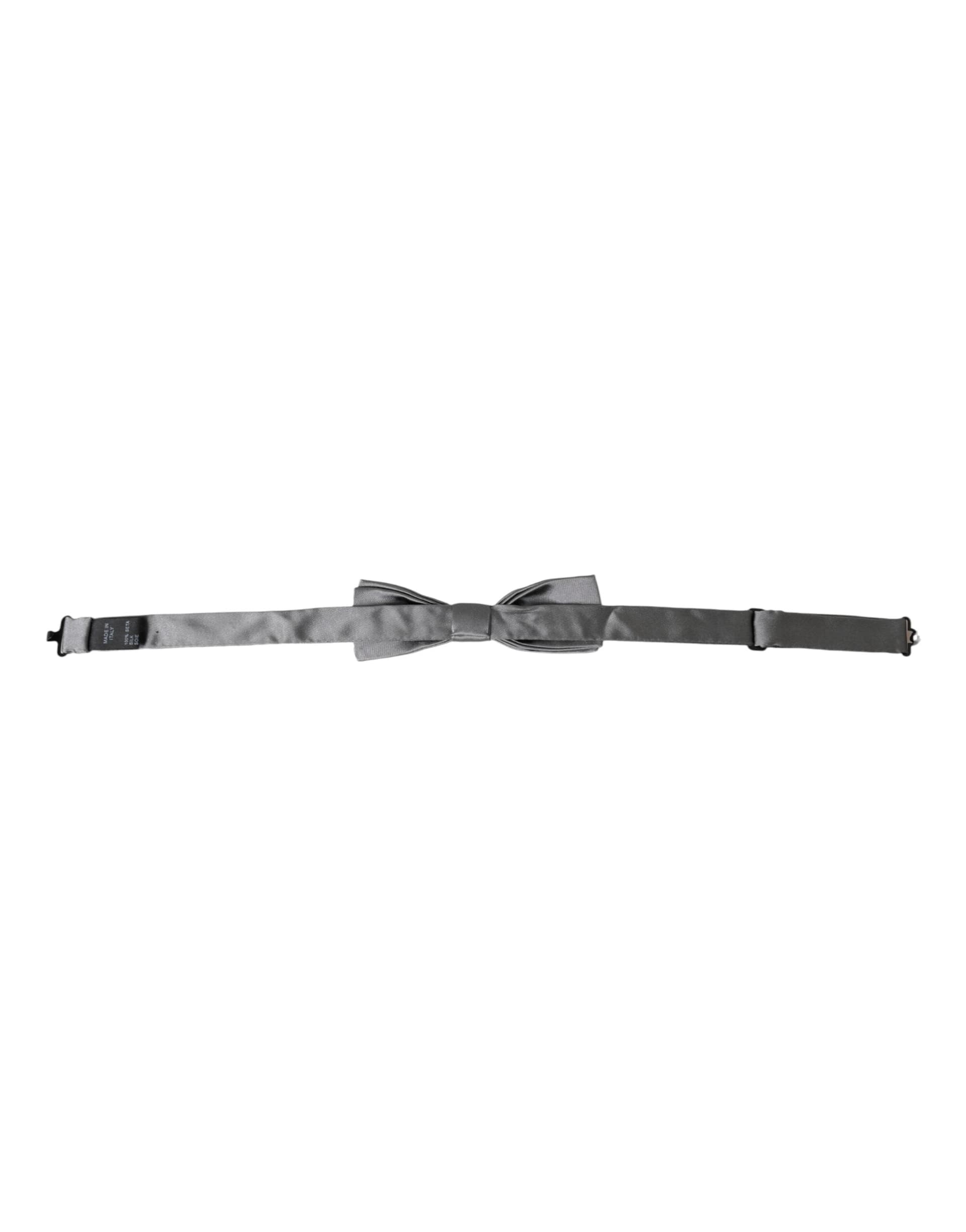 Gray Satin Silk Adjustable Neck Men Papillon Bow Tie - 5