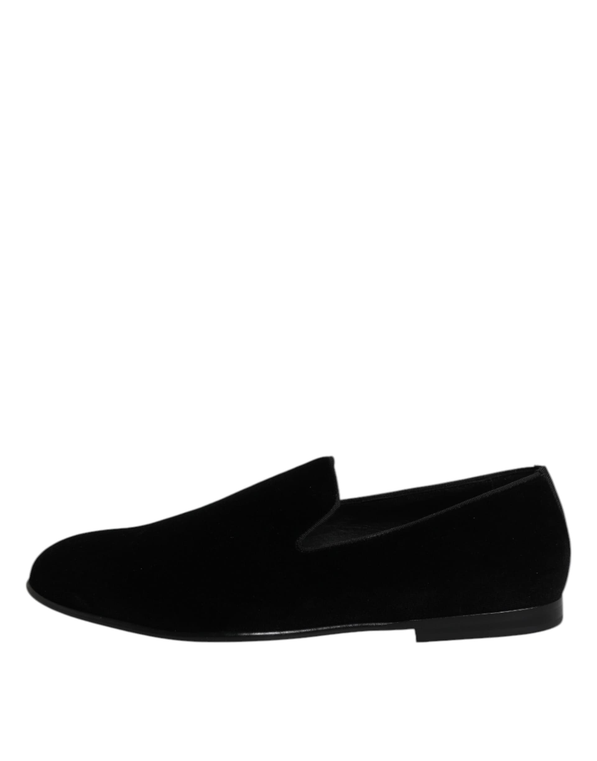 Black Velvet Slip On Loafers Formal Shoes - 5