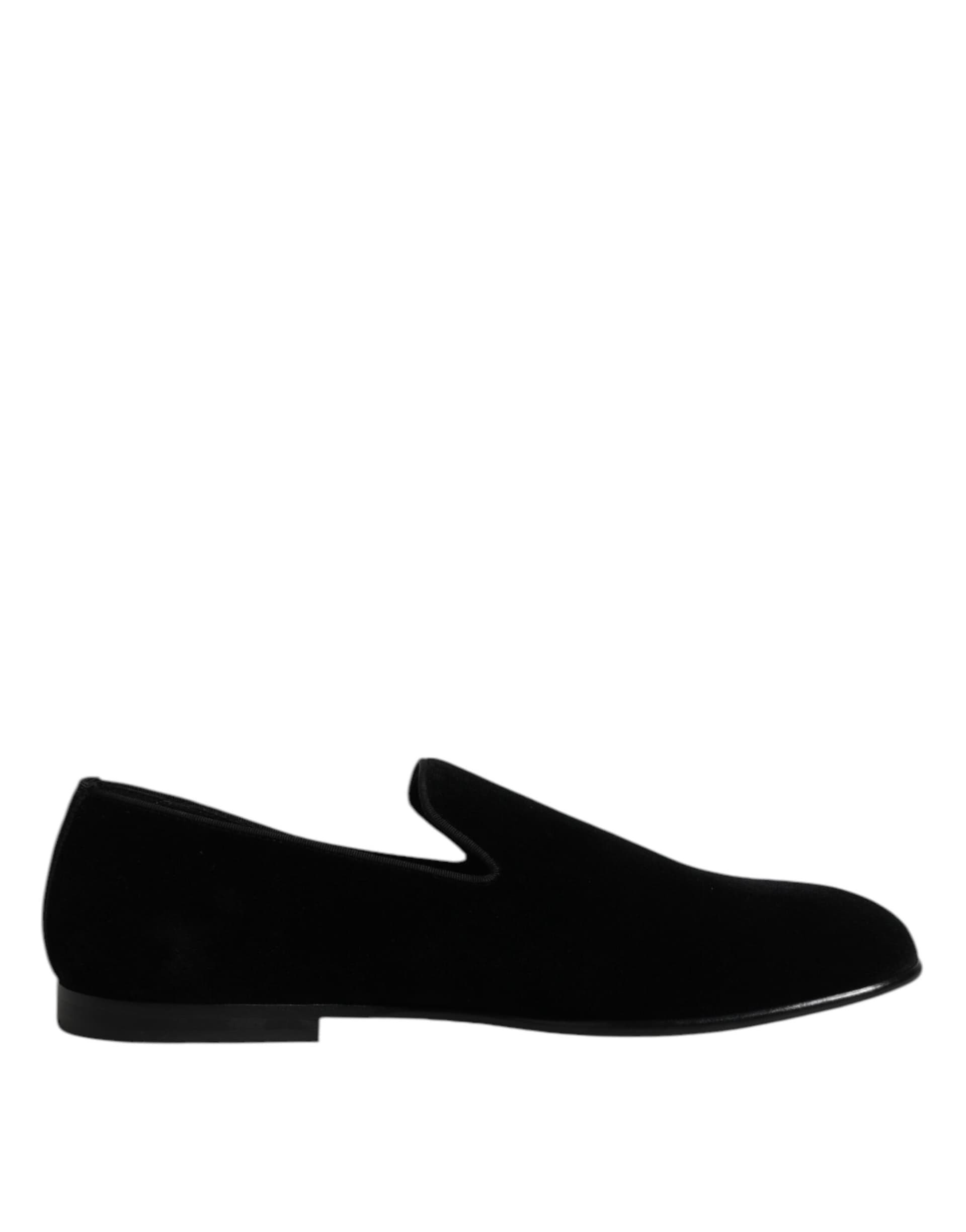 Black Velvet Slip On Loafers Formal Shoes - 6