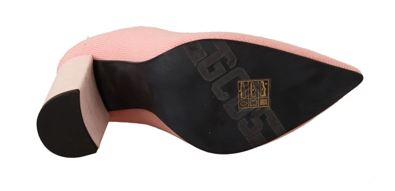 Pink Suede Logo Socks Block Heel Ankle Boots Shoes - 5