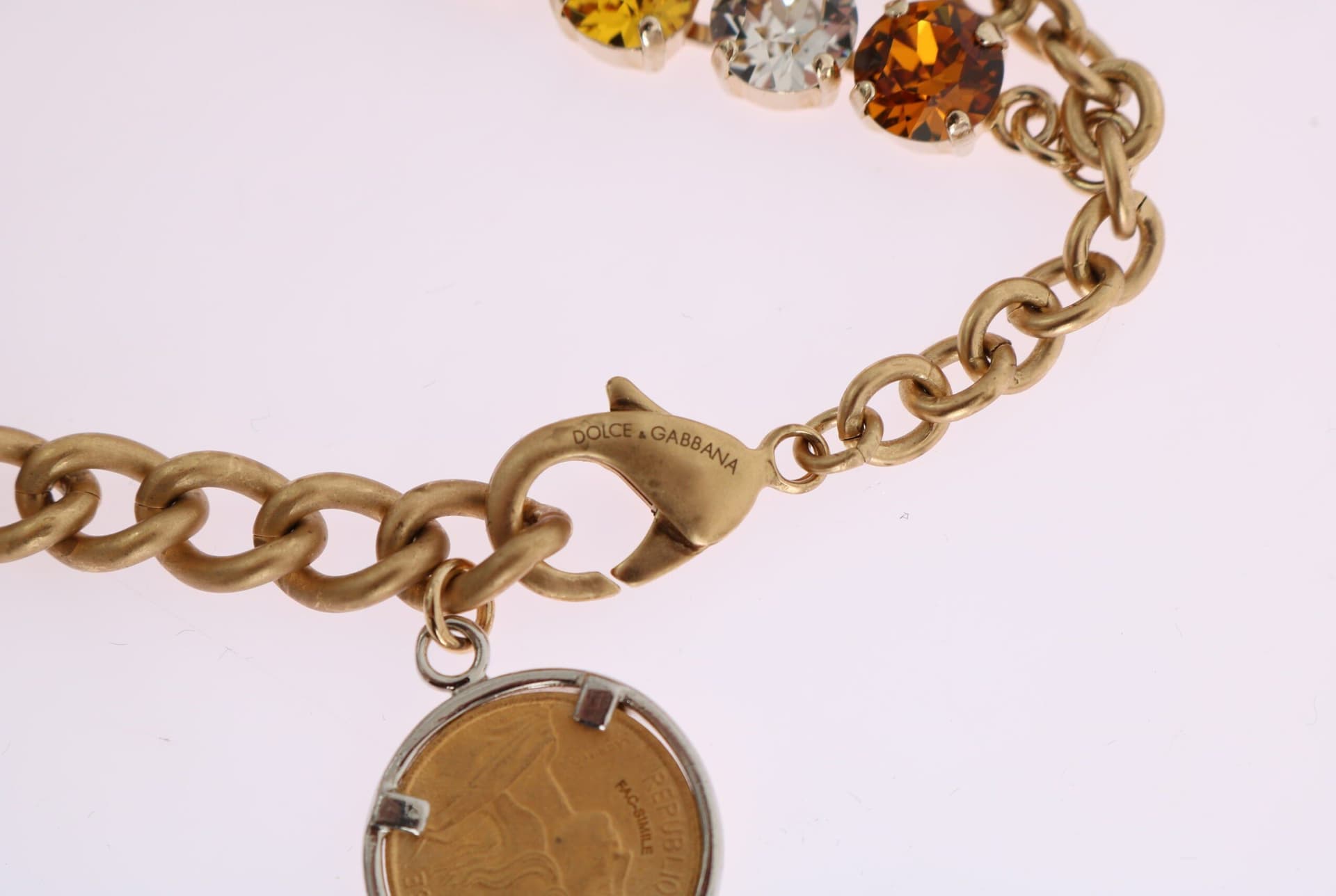 Gold Brass Crystal Logo Pineapple Statement Necklace - 4