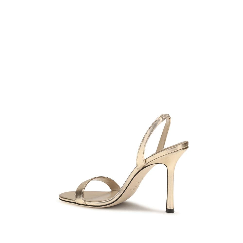 Gold Calf Leather Bos Taurus Stiletto Heel Sandals - 3