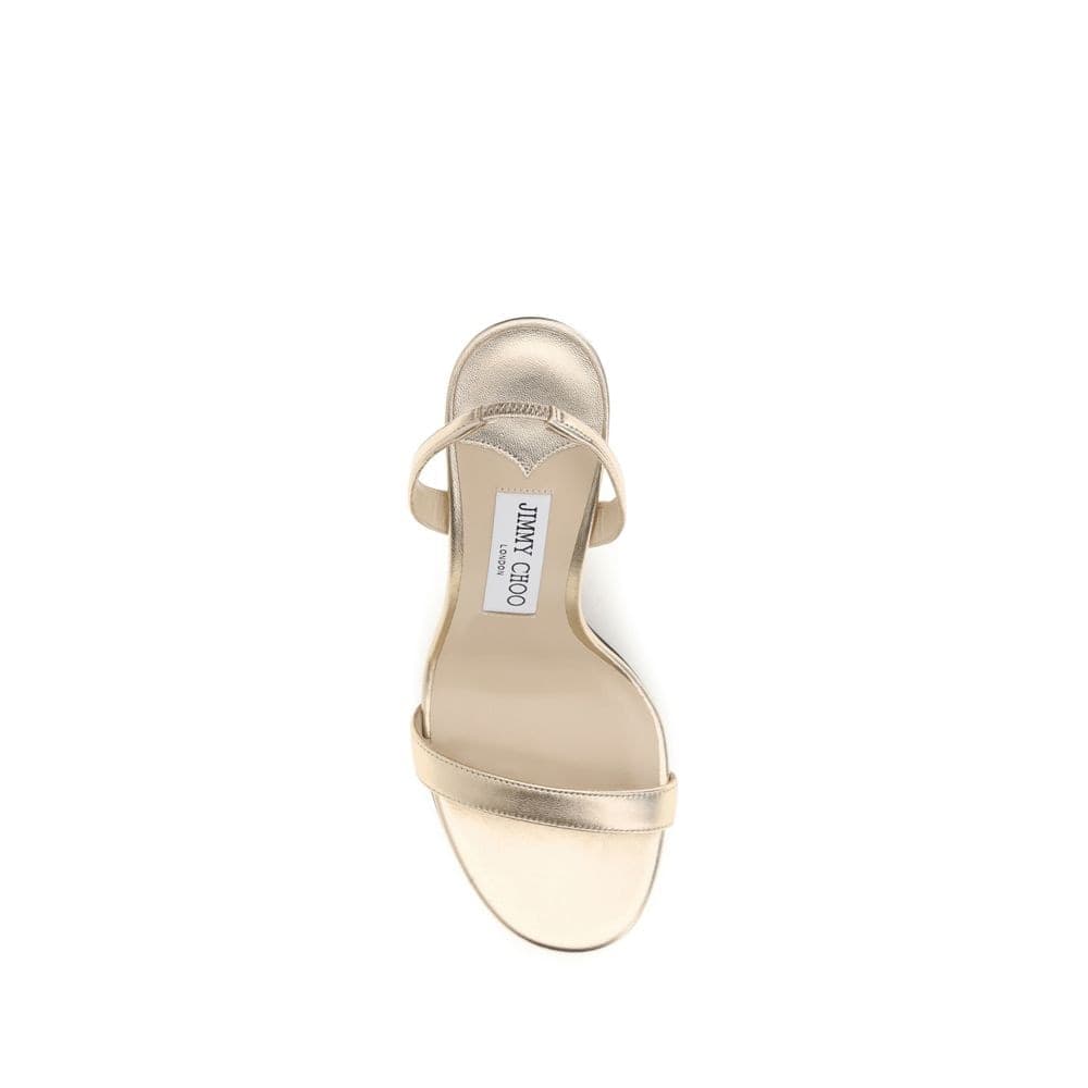 Gold Calf Leather Bos Taurus Stiletto Heel Sandals - 4