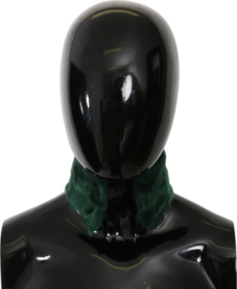 Green Fur Neck Collar Wrap Lambskin Scarf - 3