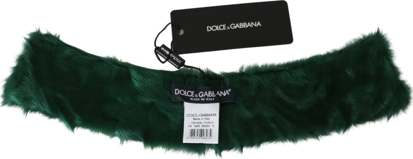Green Fur Neck Collar Wrap Lambskin Scarf - 5