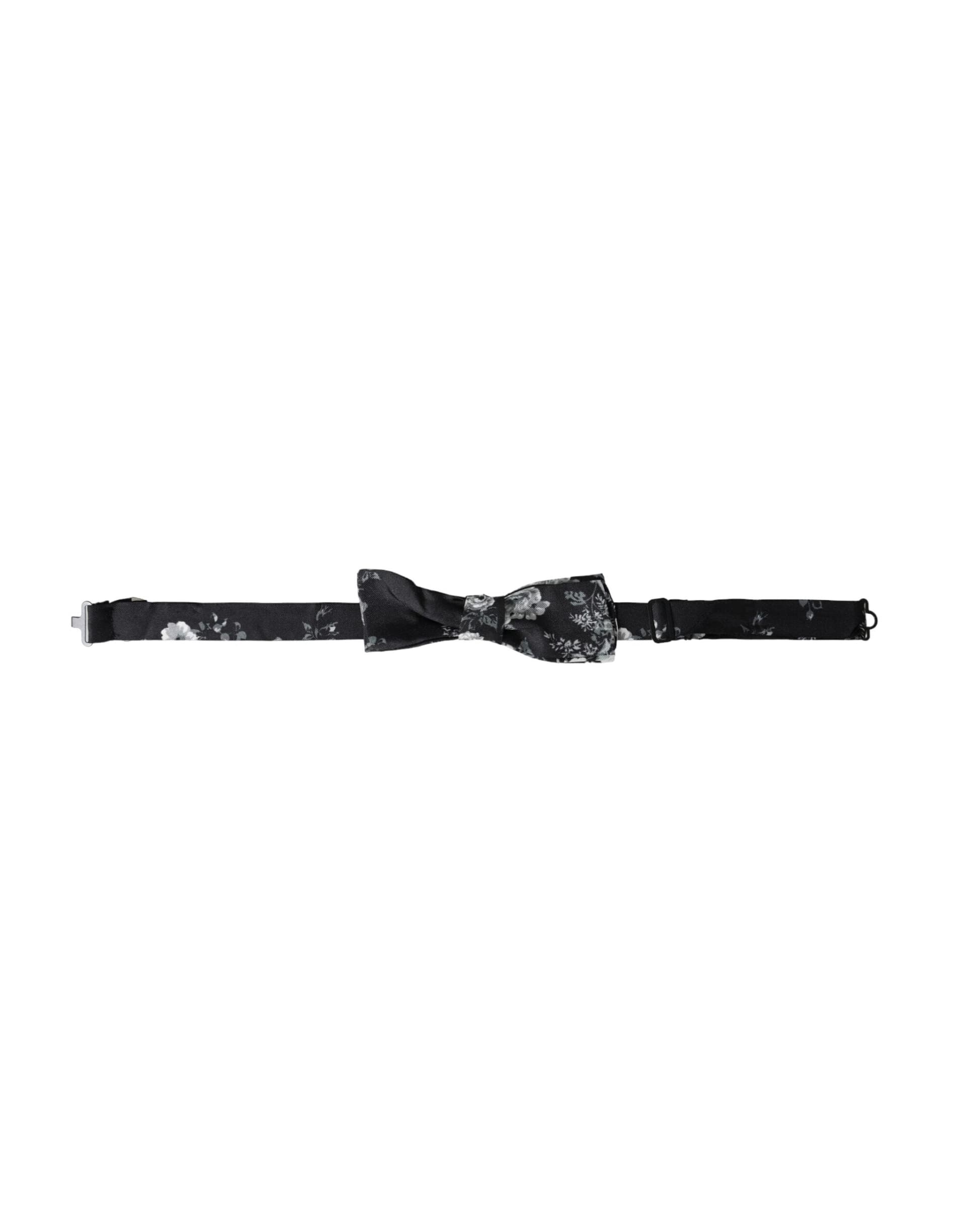 Black Floral Fantasy Adjustable Neck Men Bow Tie - 2