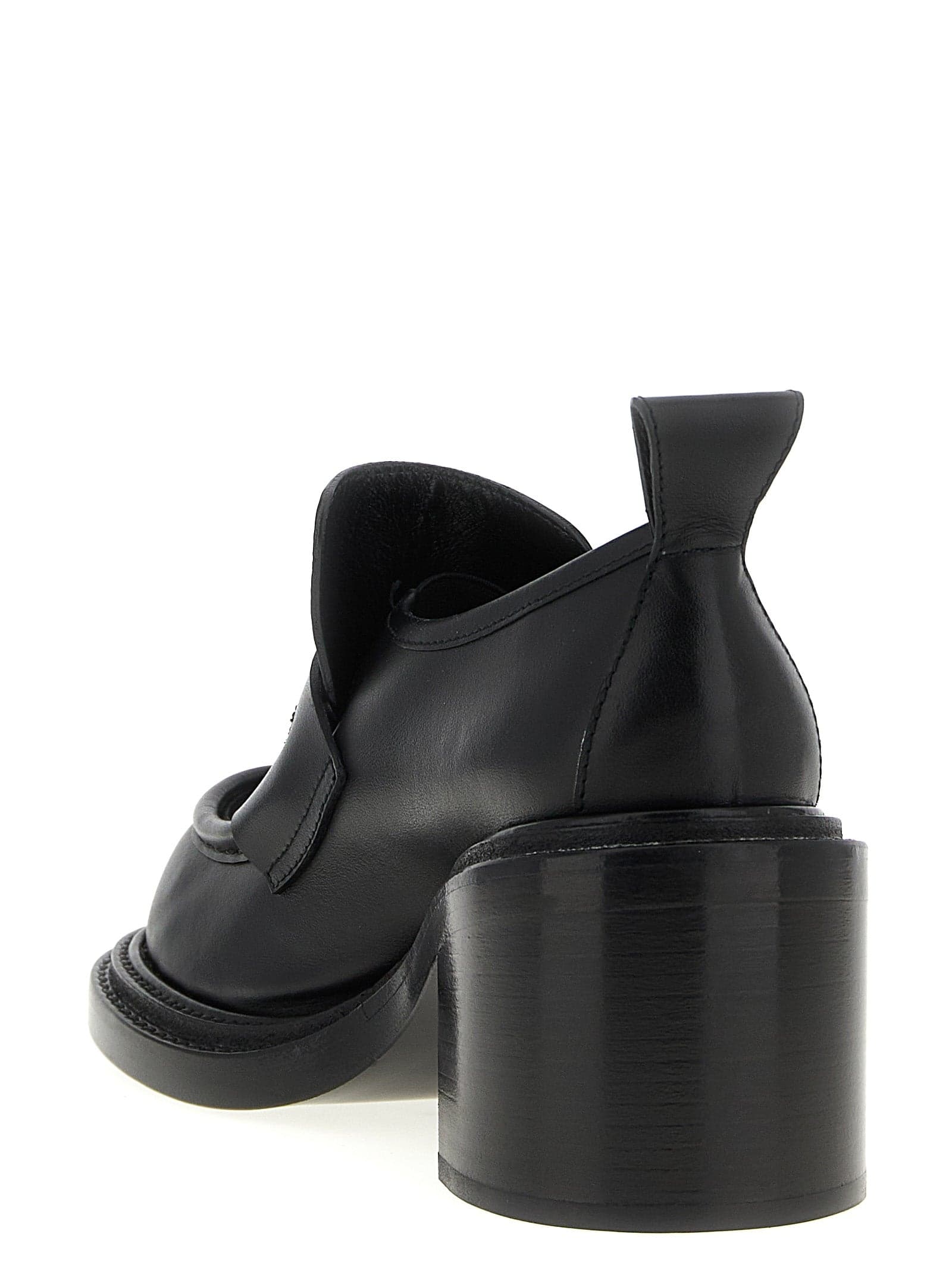 Black Leather Platform Loafers - 3