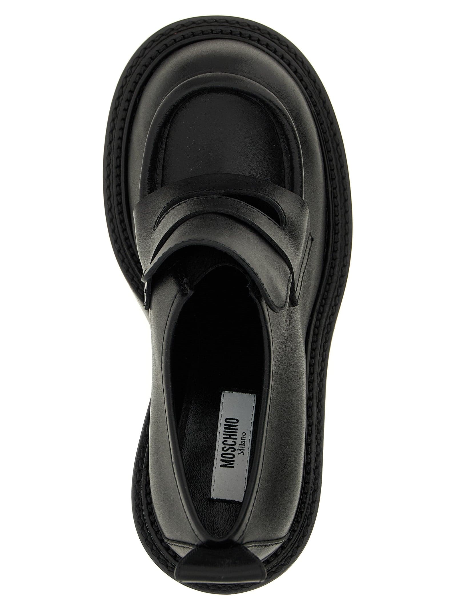 Black Leather Platform Loafers - 4