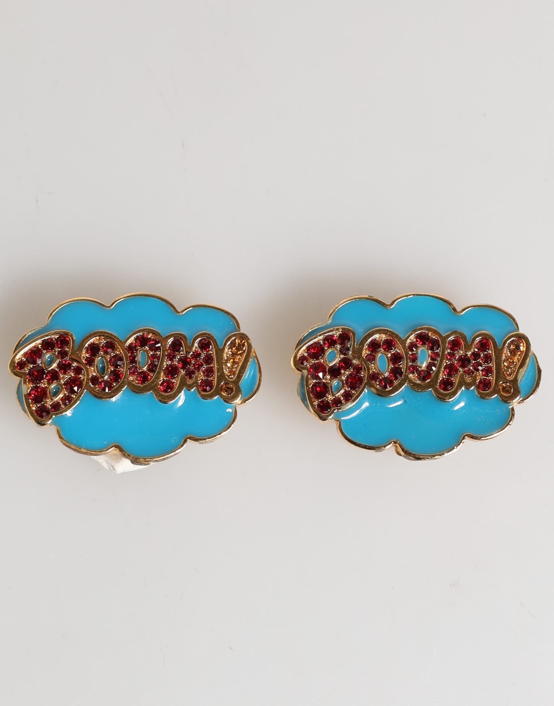 Gold Brass BOOM Cartoon Crystal Clip-On Women - 2