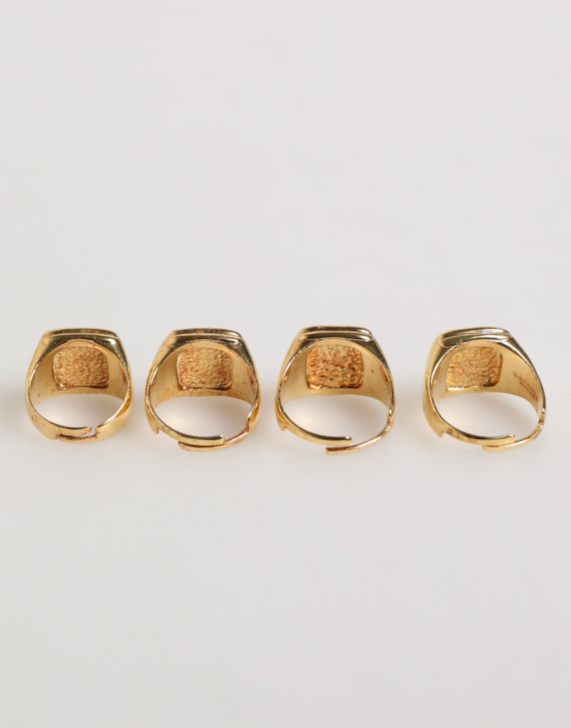 Gold Tone Brass JAZZ Letter Set 4 Pieces Adjustable Ring - 4