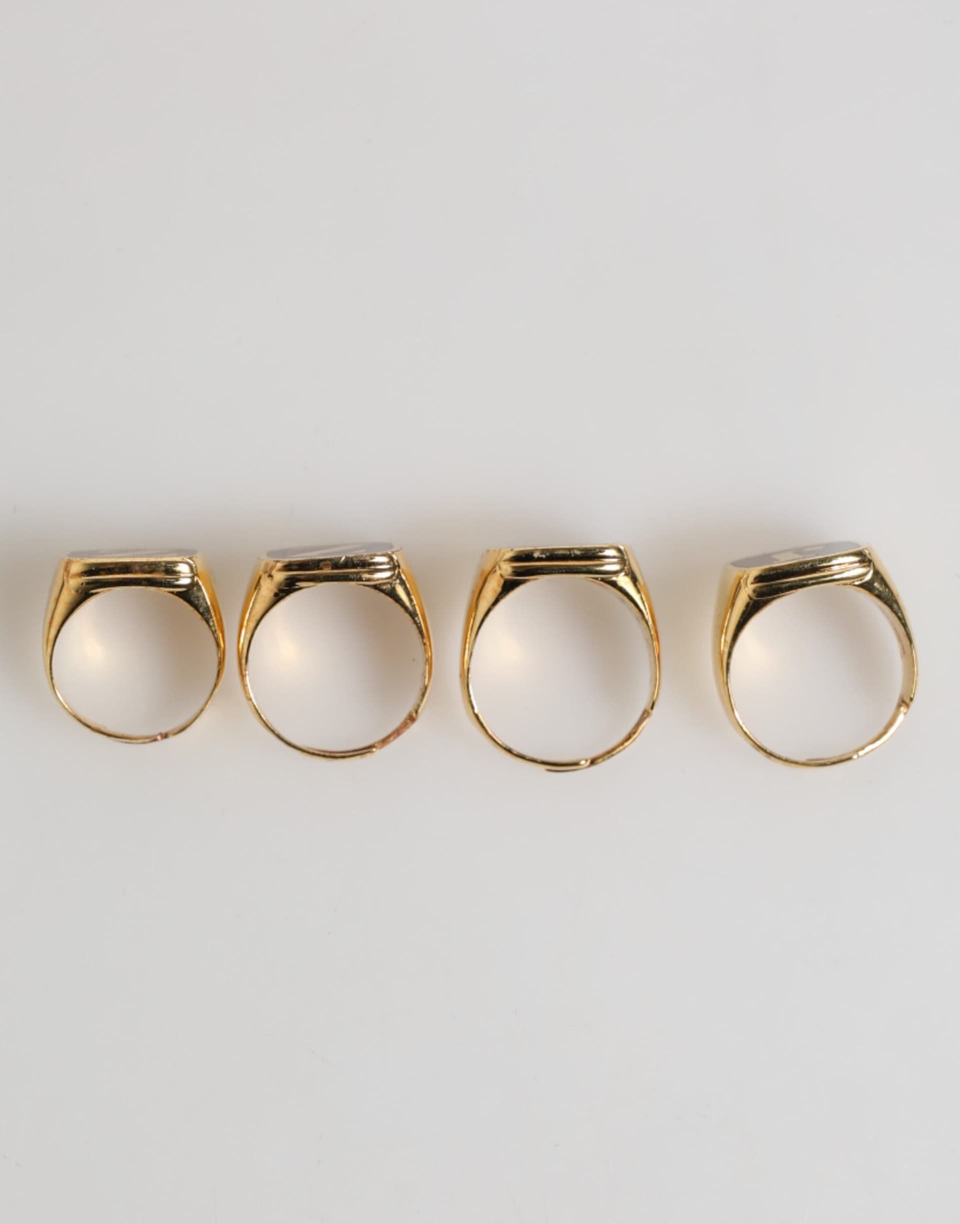 Gold Tone Brass JAZZ Letter Set 4 Pieces Adjustable Ring - 5
