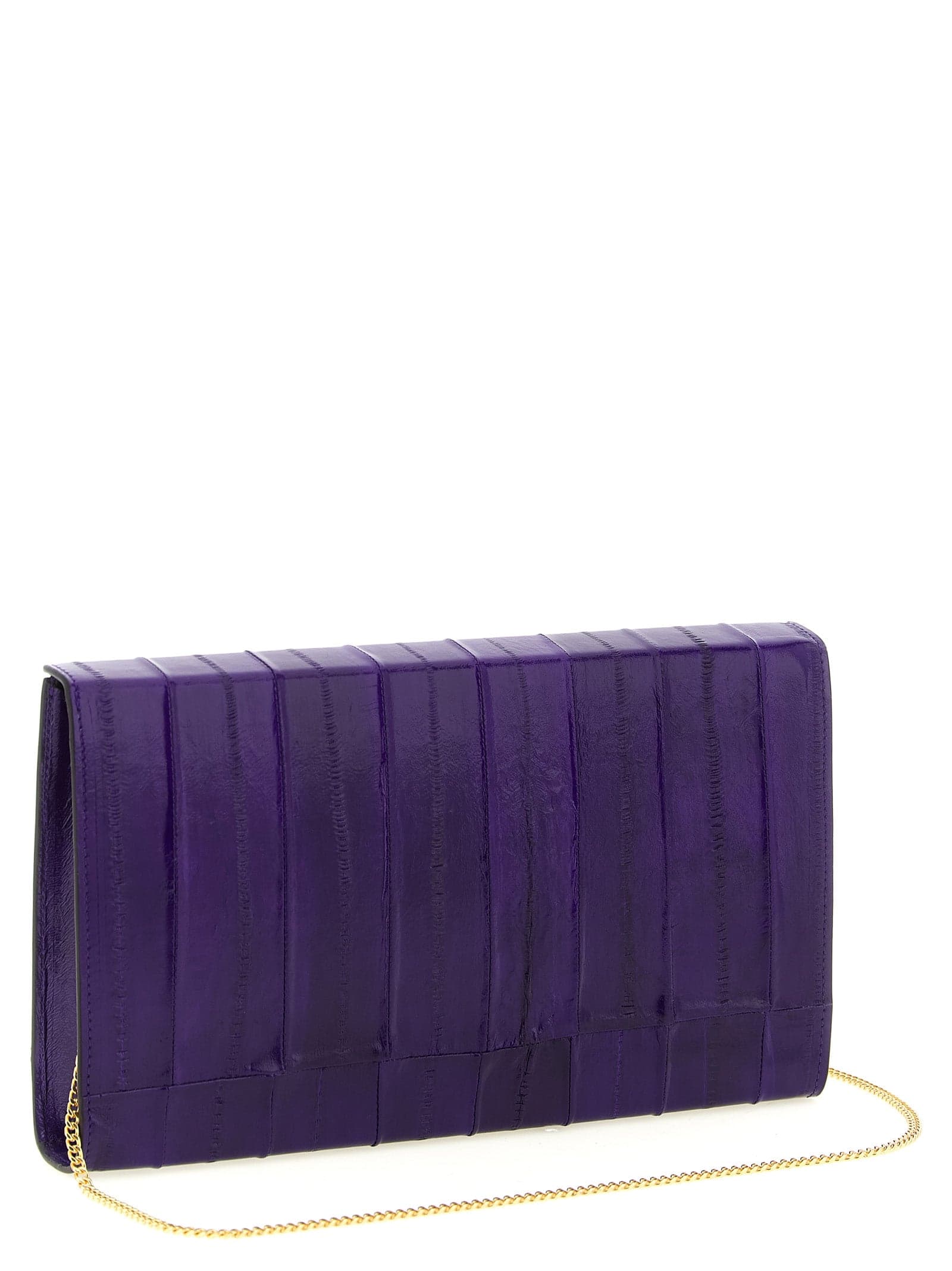 Purple Leather Clutch Bag - 2