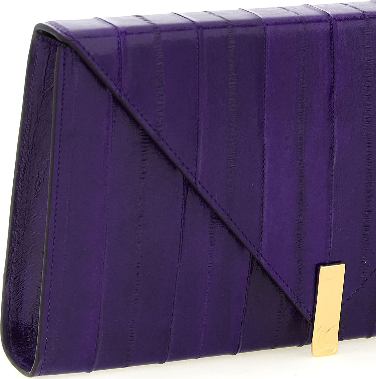Purple Leather Clutch Bag - 3