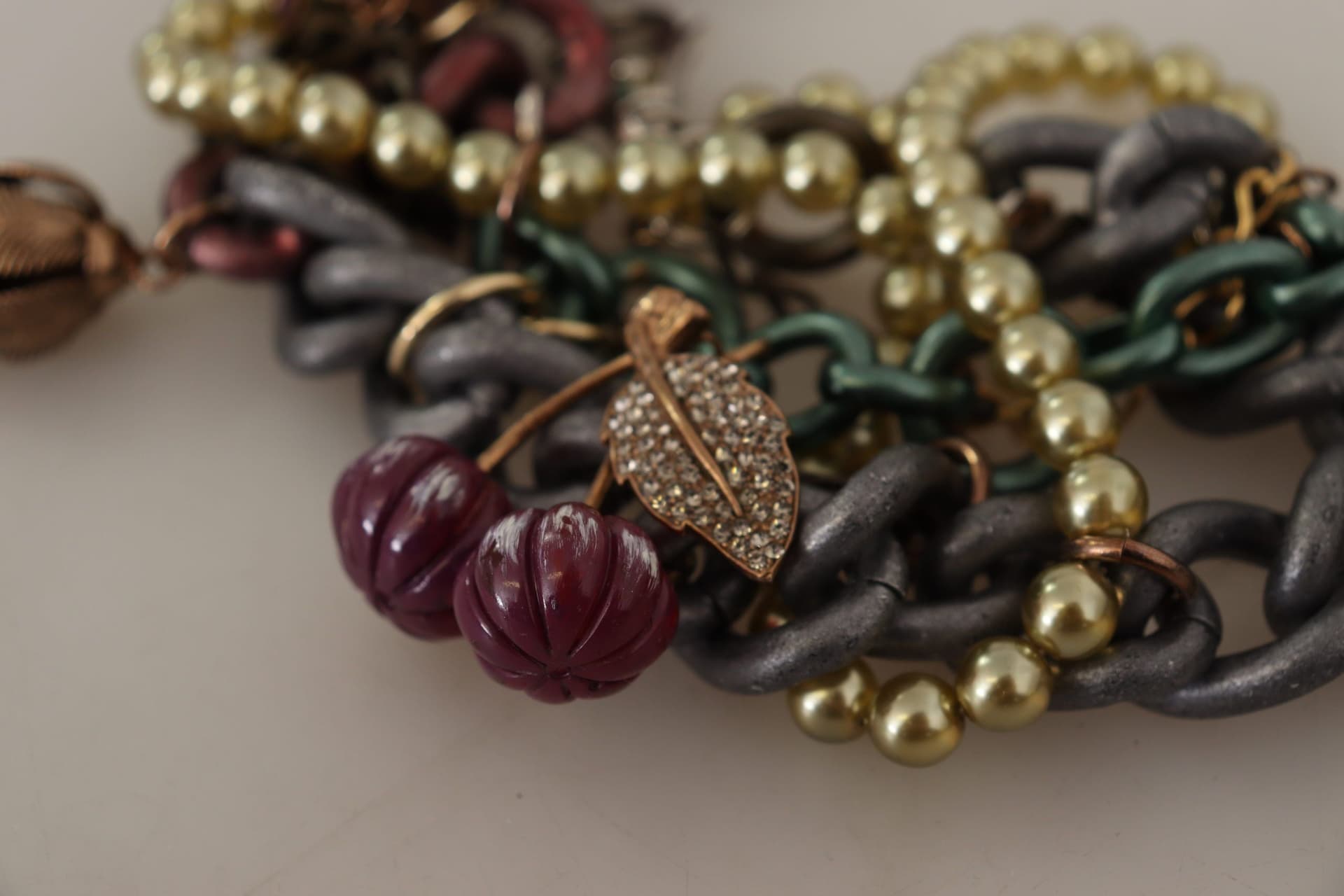 Gold Brass Sicily Floral Crystal Statement Necklace - 6