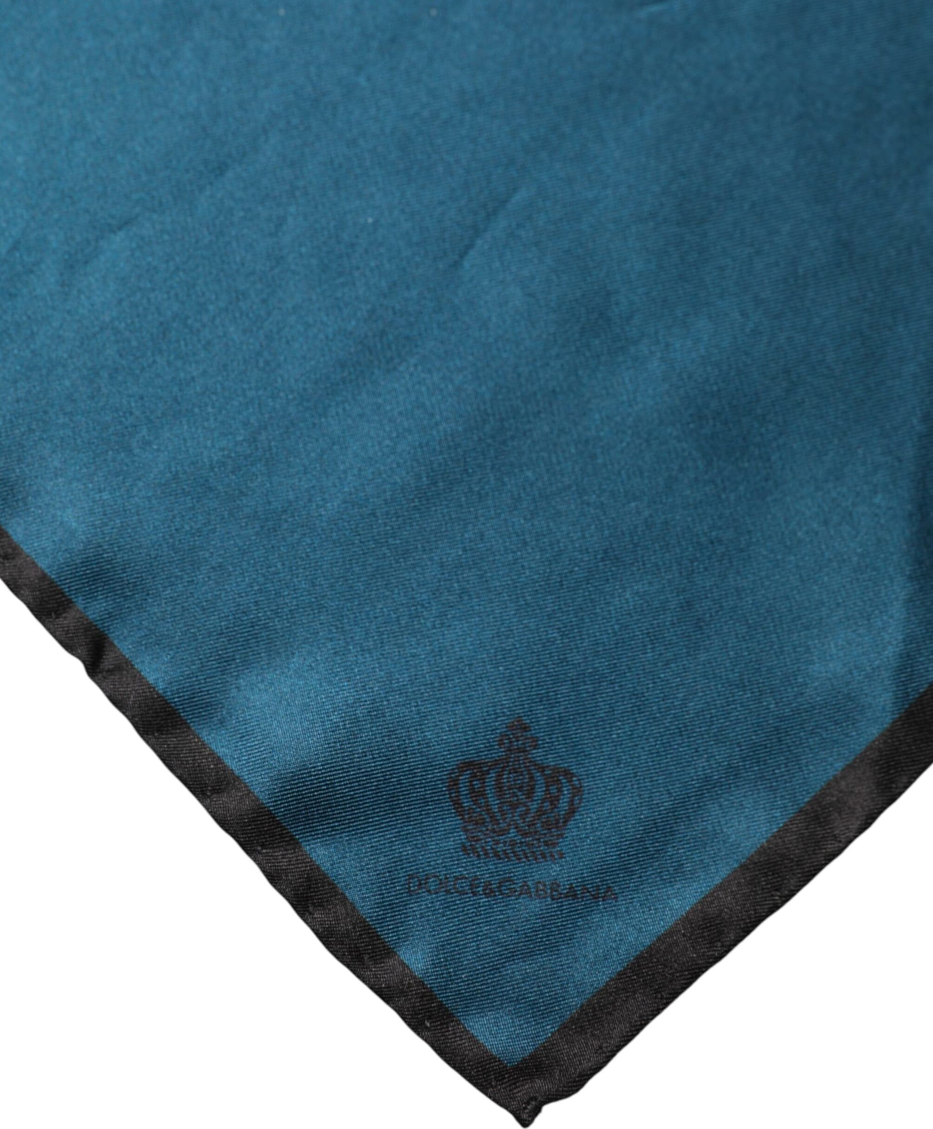 Blue Silk Square Pocket Handkerchief Scarf - 2