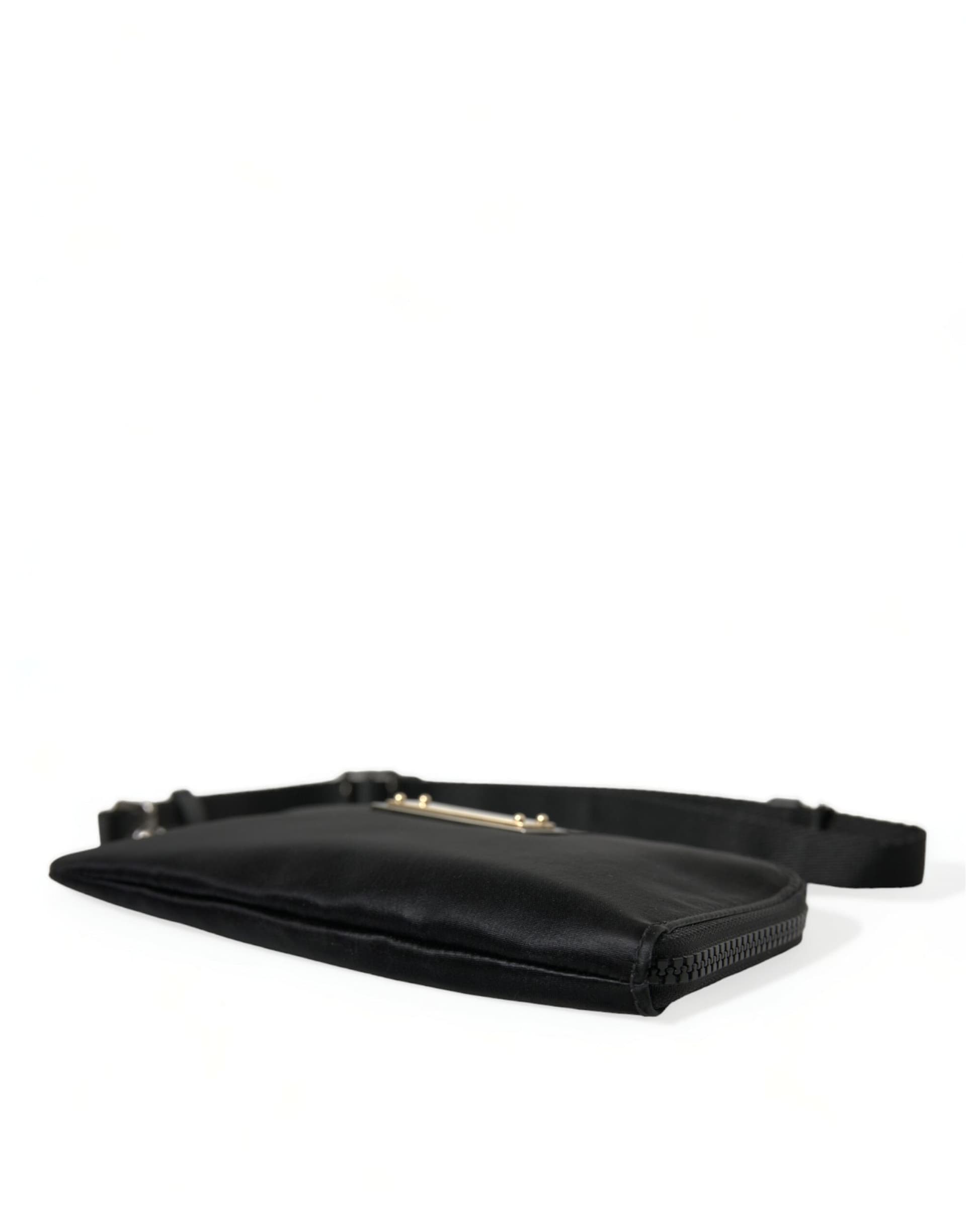 Black Nylon Logo Plaque Keyring Pouch Clutch Bag - 4