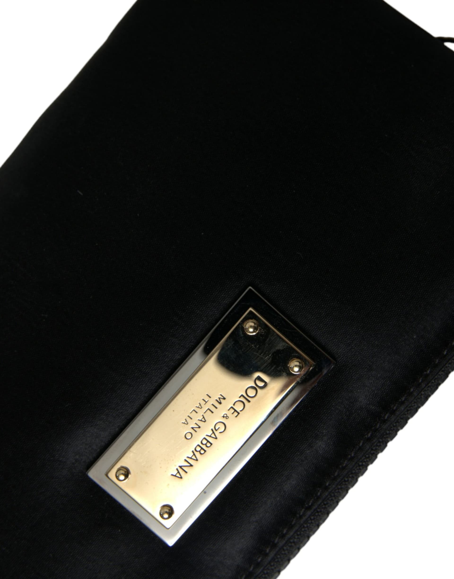 Black Nylon Logo Plaque Keyring Pouch Clutch Bag - 5