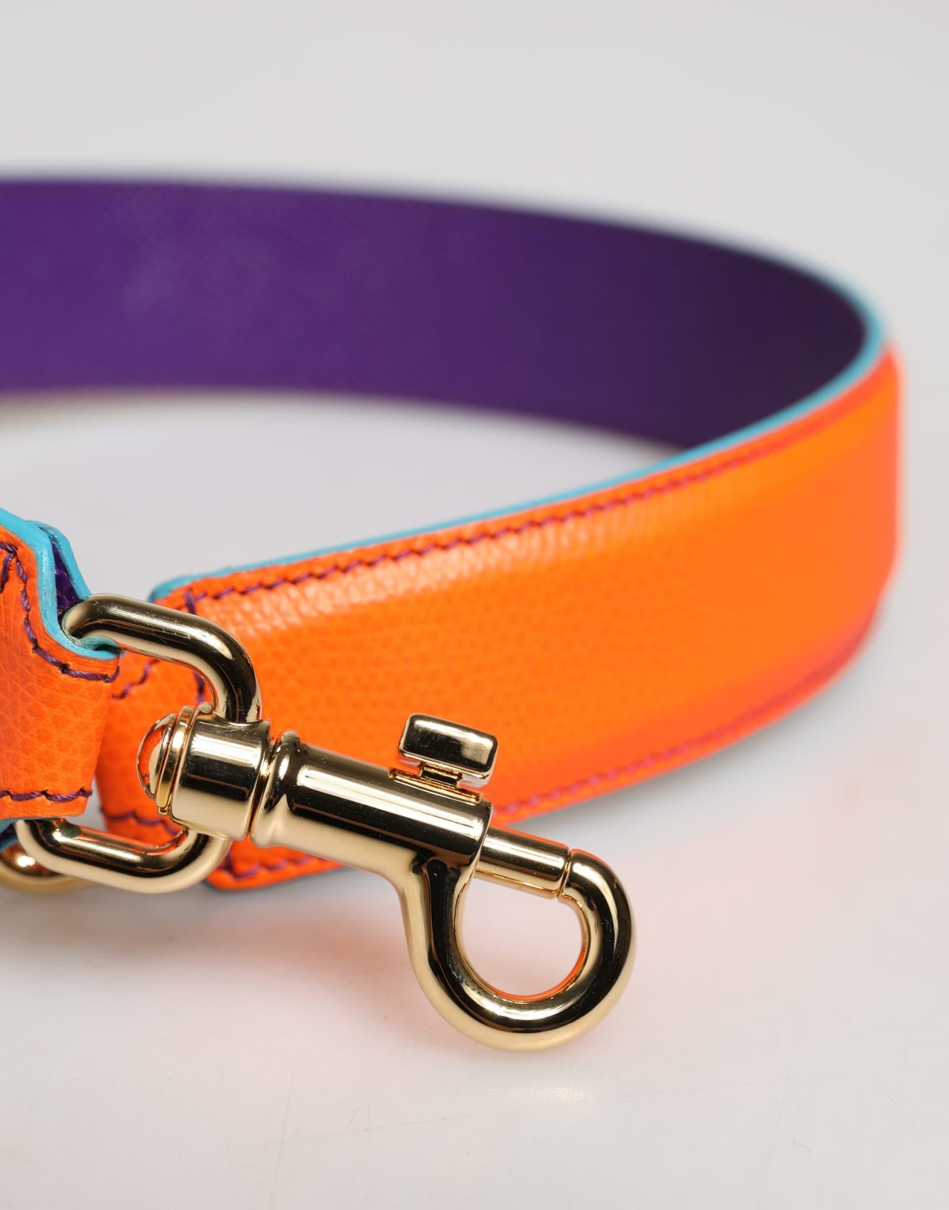 Orange Purple Calf Leather Bag Accessory  Shoulder Strap - 3