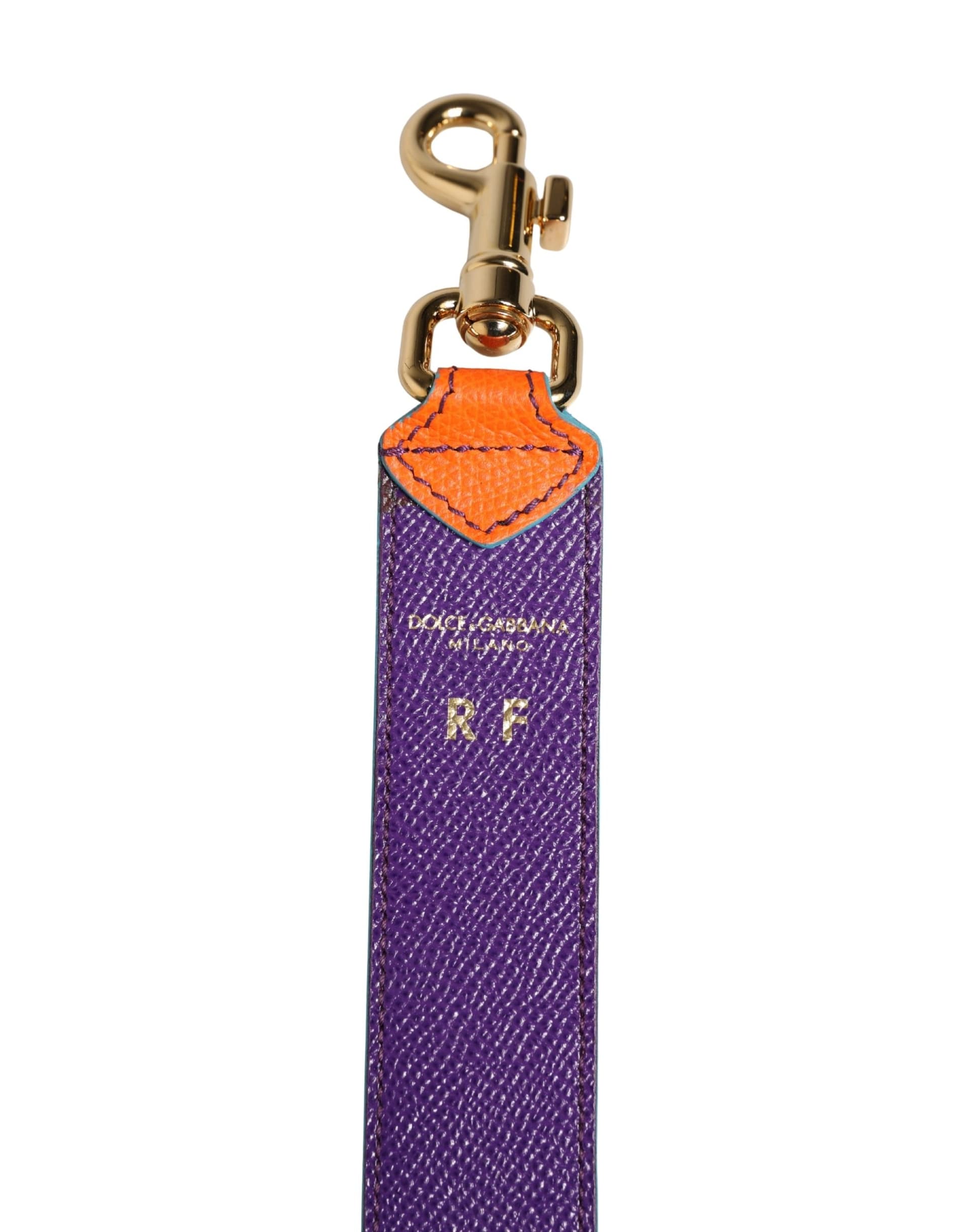 Orange Purple Calf Leather Bag Accessory  Shoulder Strap - 4