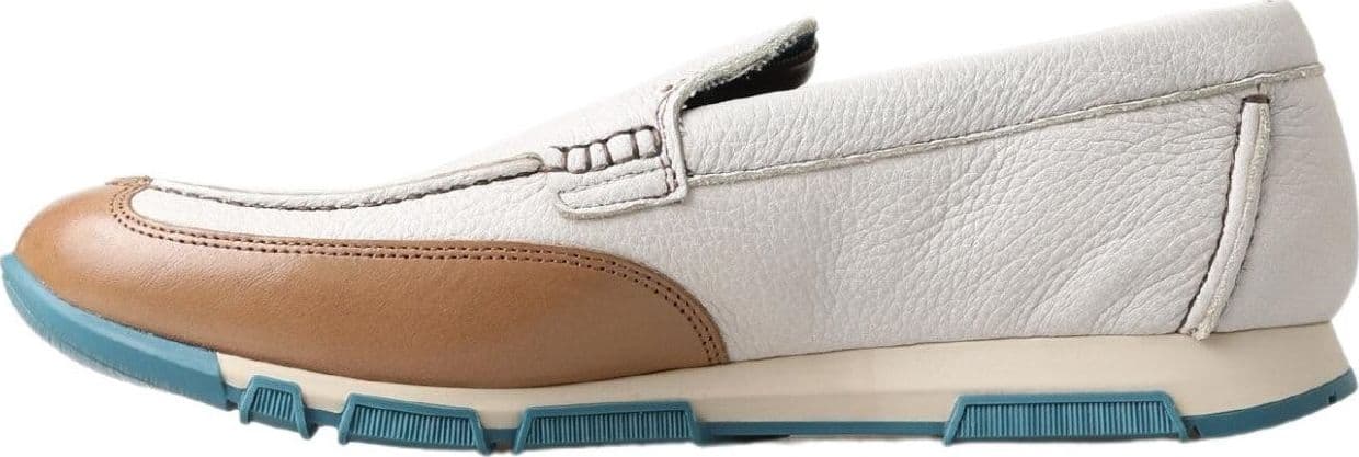 White Leather Loafers Moccasins Shoes - 2